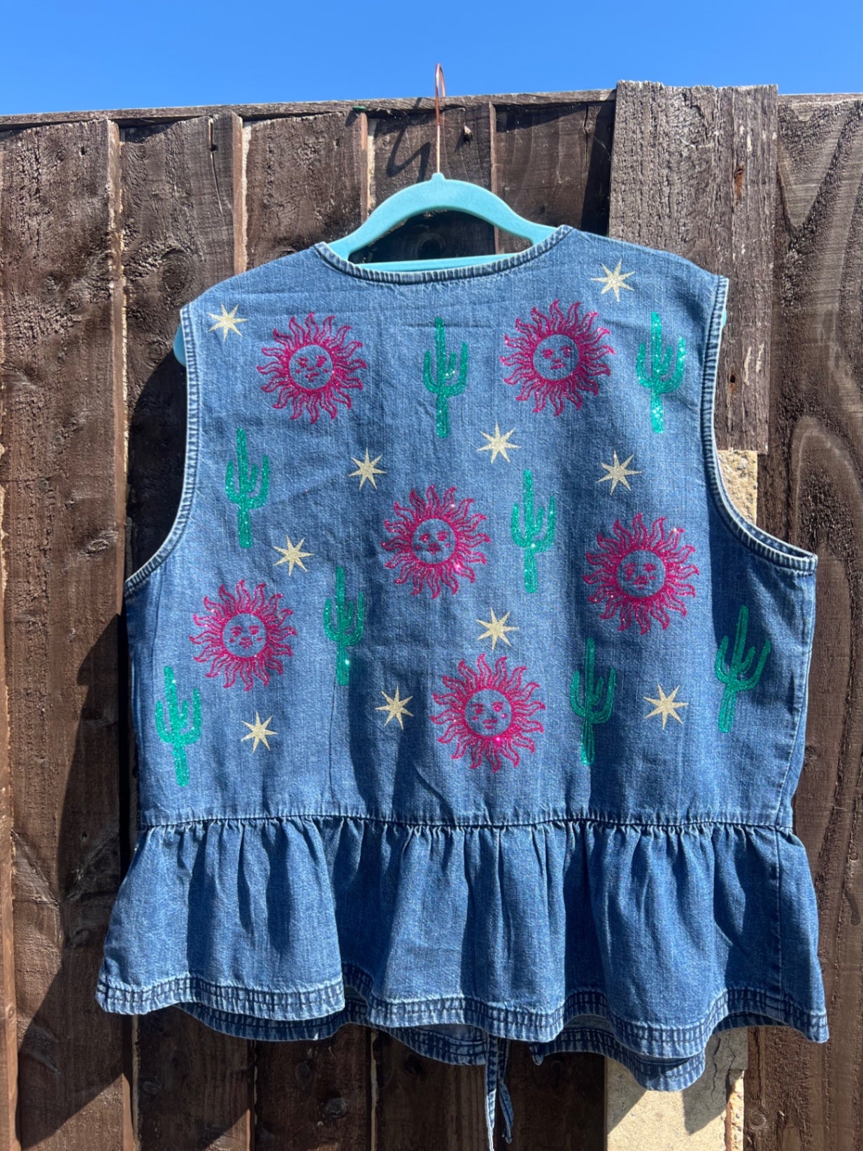 Denim tie desert top