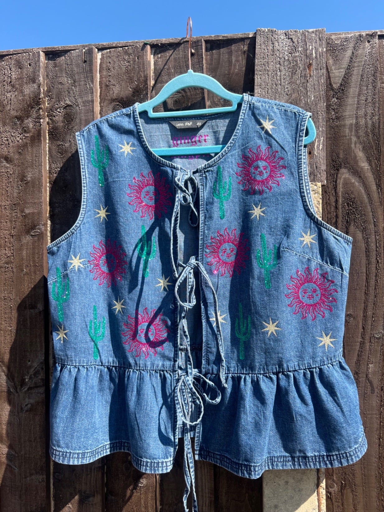 Denim tie desert top