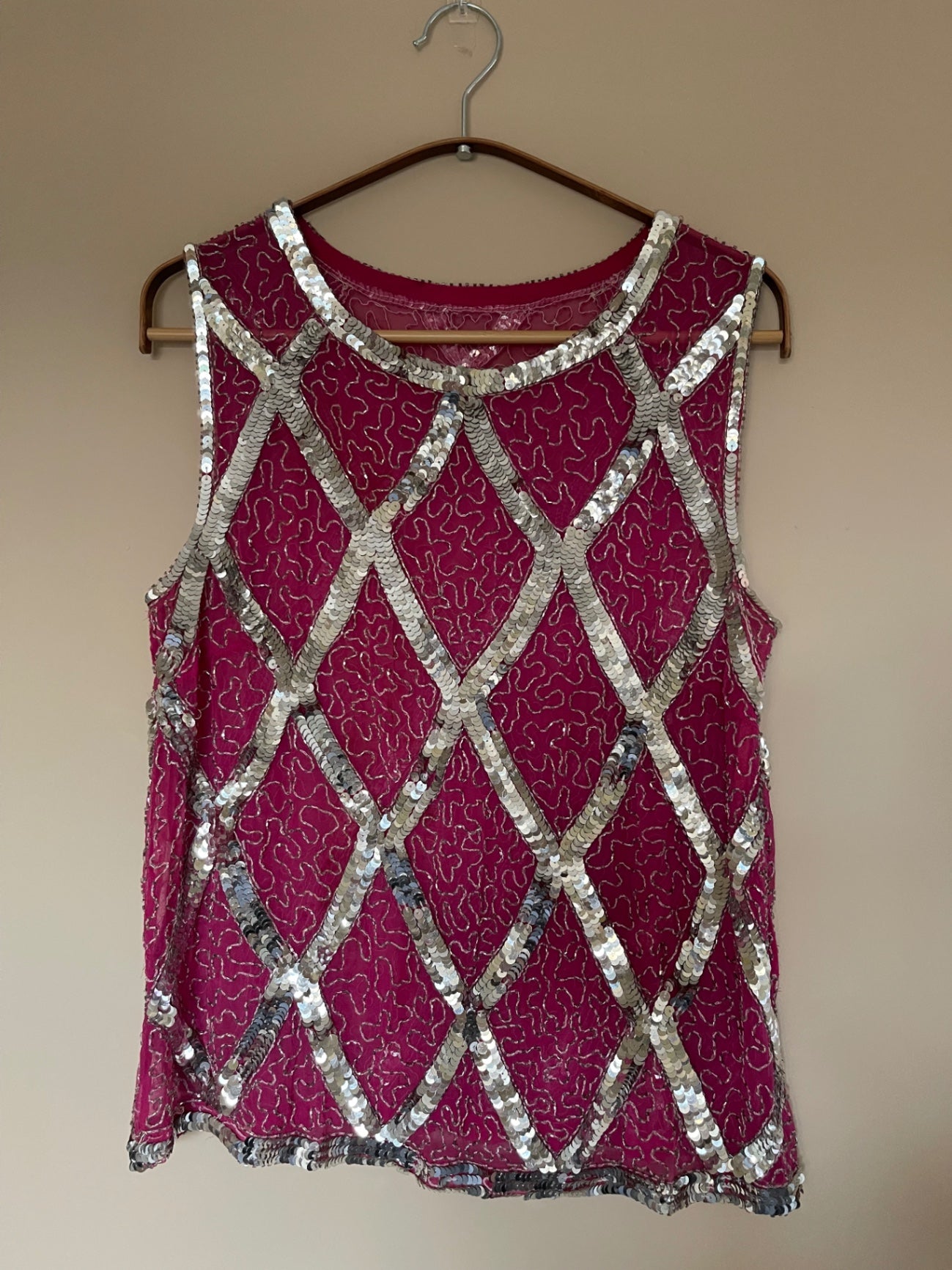 Vintage Beaded Pink Top