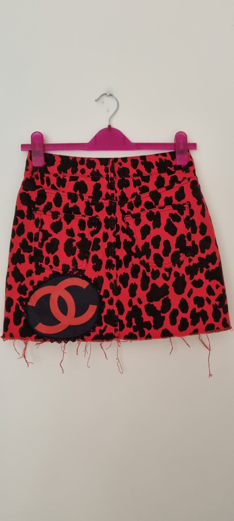 Chanel Animal Print Denim Skirt