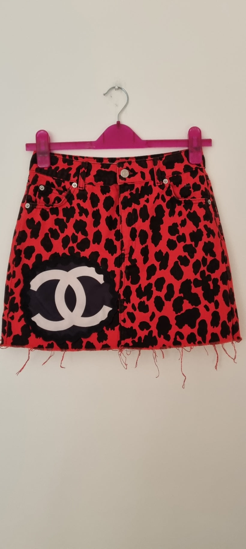 Chanel Animal Print Denim Skirt