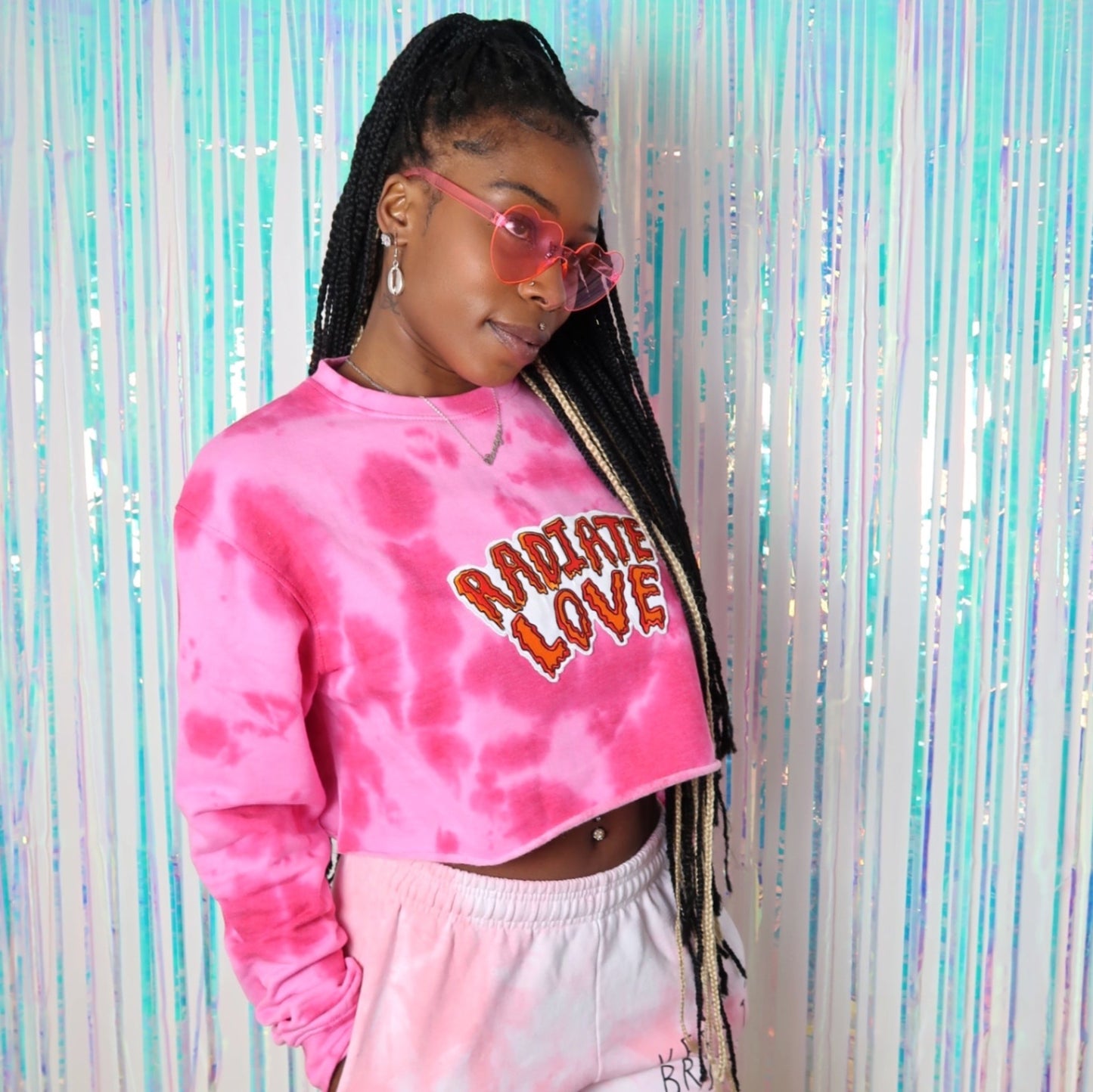 Radiate Love pink tie dye crop sweatshirt
