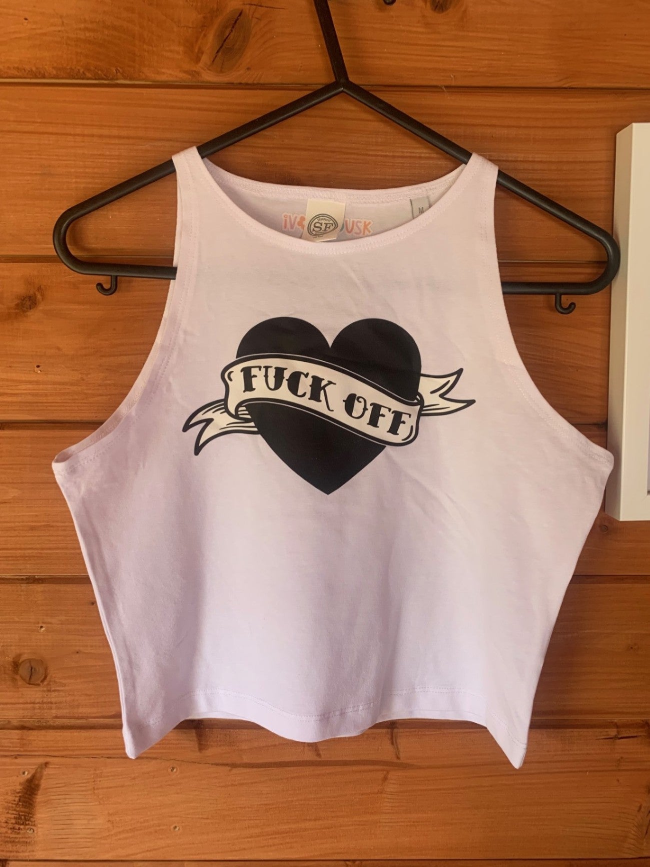 f*ck off cropped vest top size medium