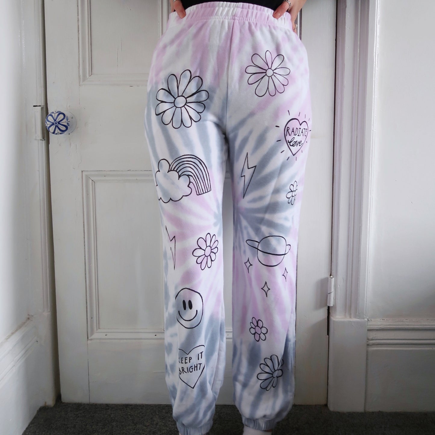Hippie Heart joggers - hand-painted
