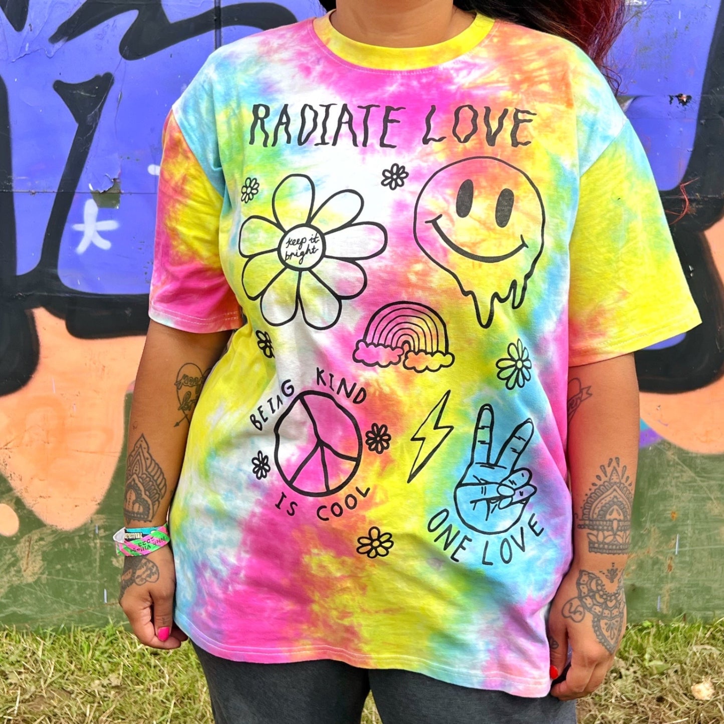Hippie Heart tie dye t-shirt - bright