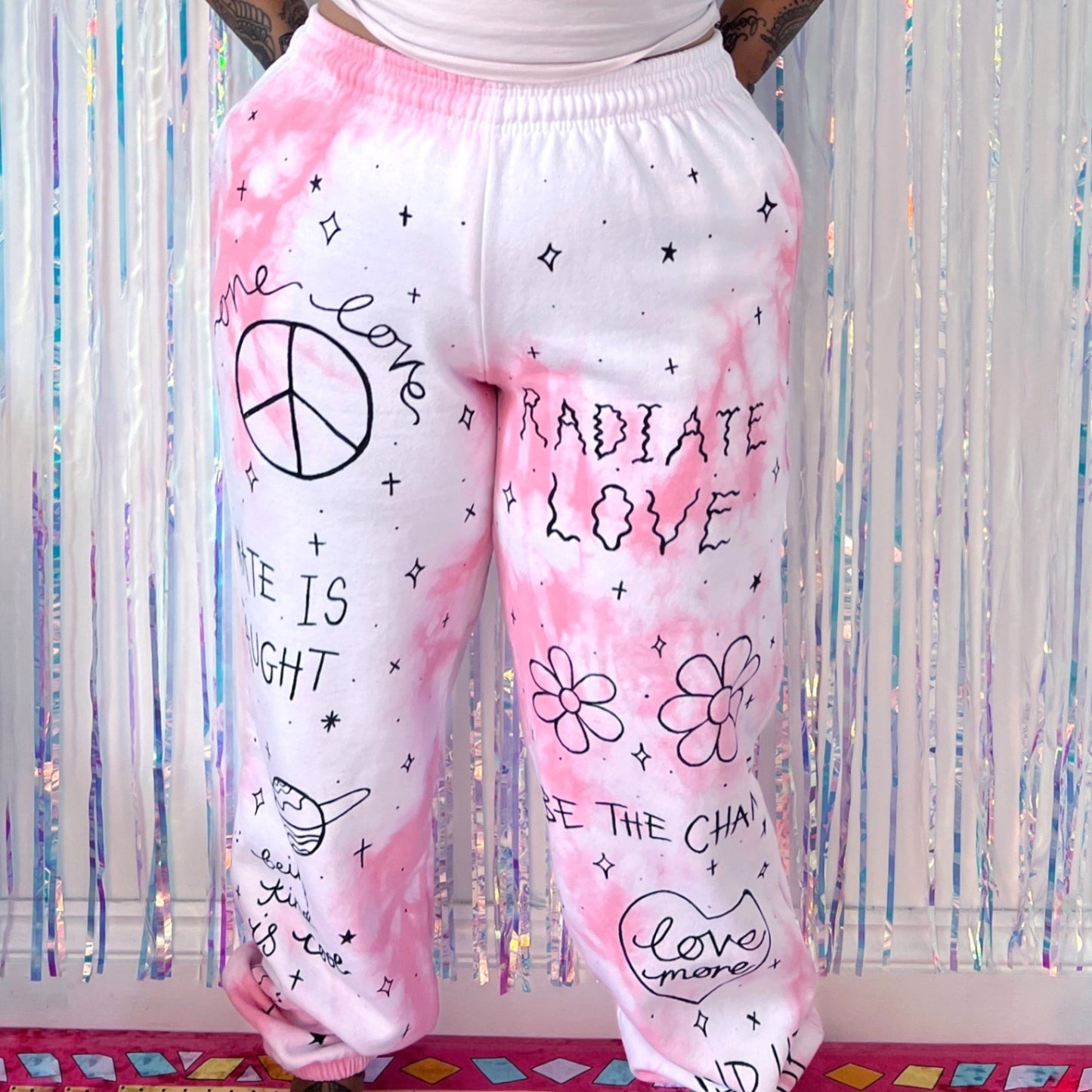 Scrawl joggers - hand-painted
