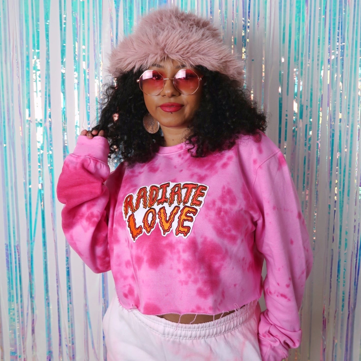 Radiate Love pink tie dye crop sweatshirt