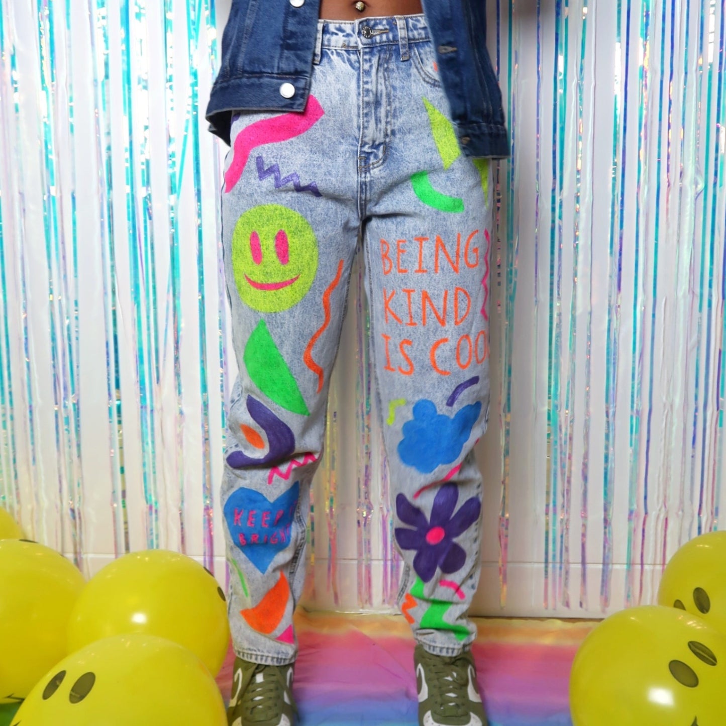 Bright Side jeans - hand-painted