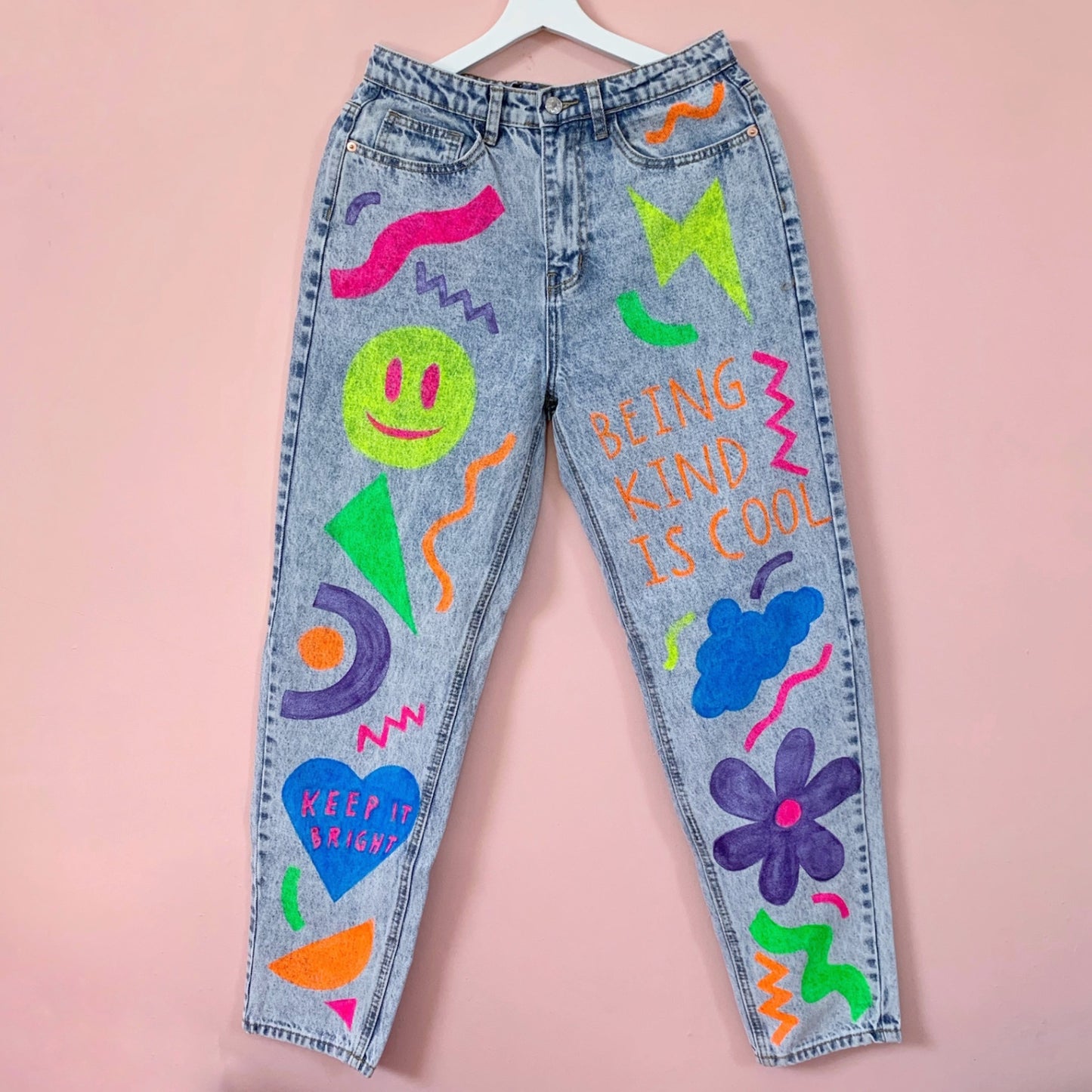 Bright Side jeans - hand-painted