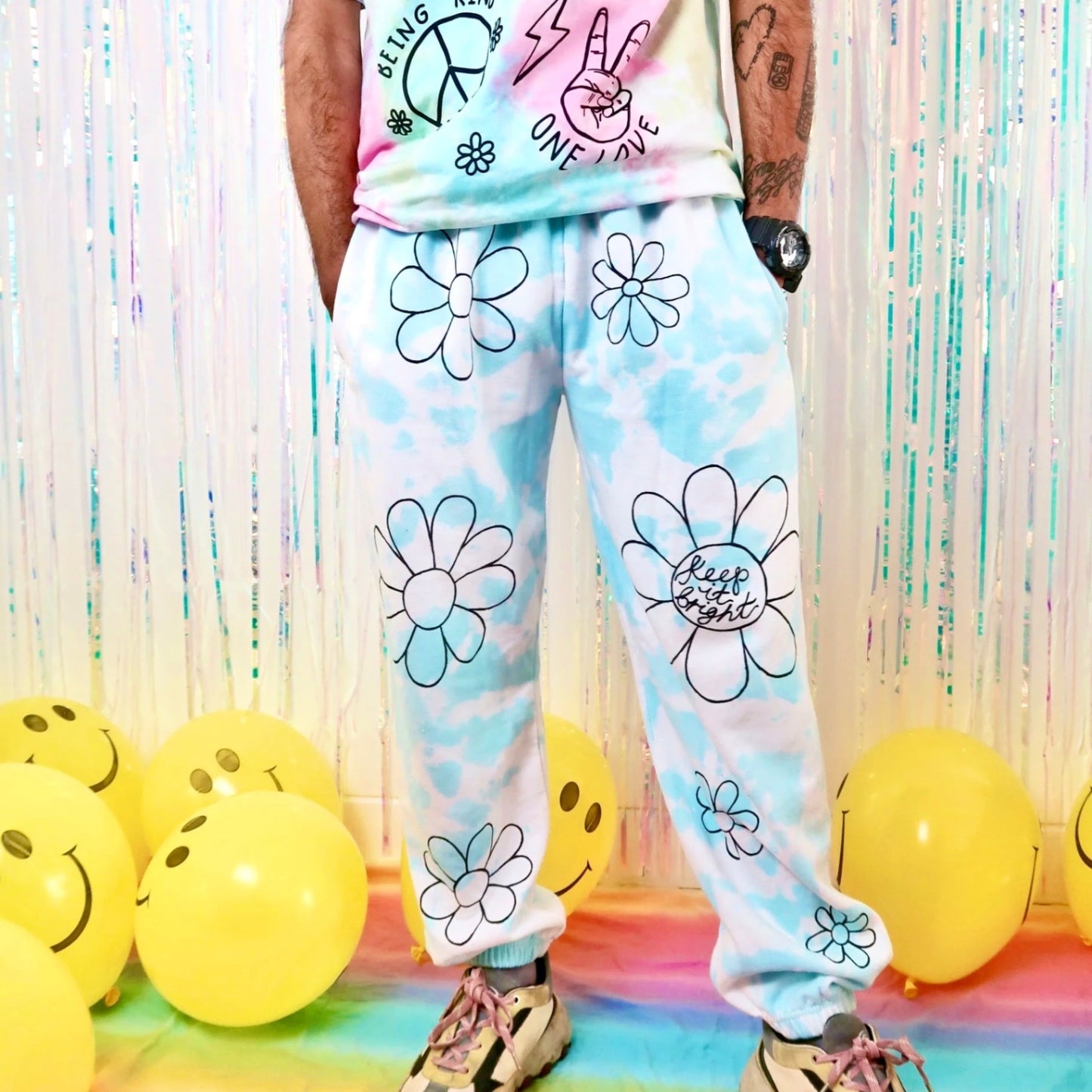 Flower Power joggers - blue