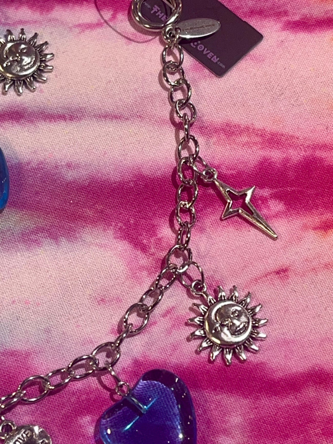 Silver T-Bar Moon Charm Bracelet