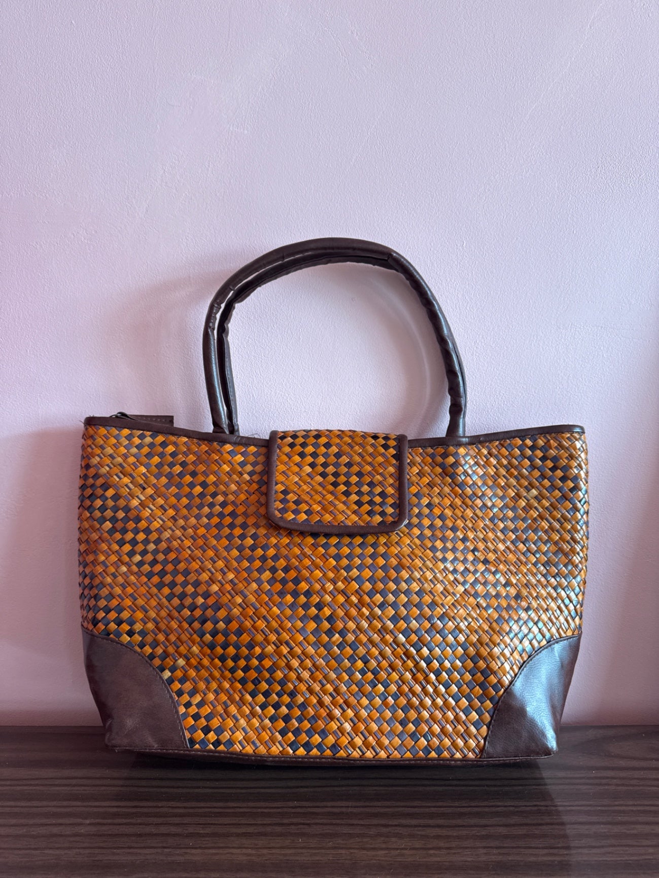 Brown woven bag