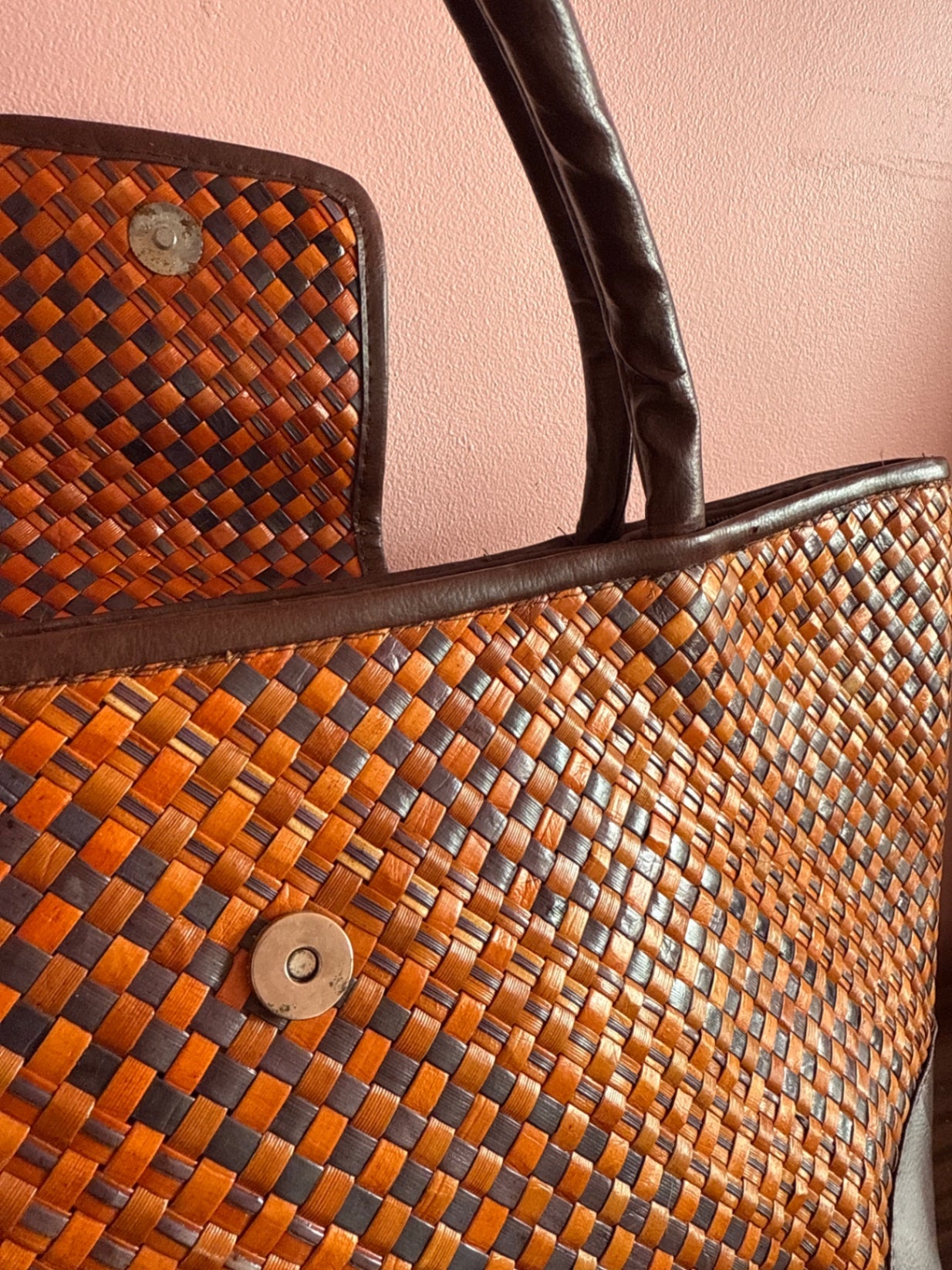 Brown woven bag