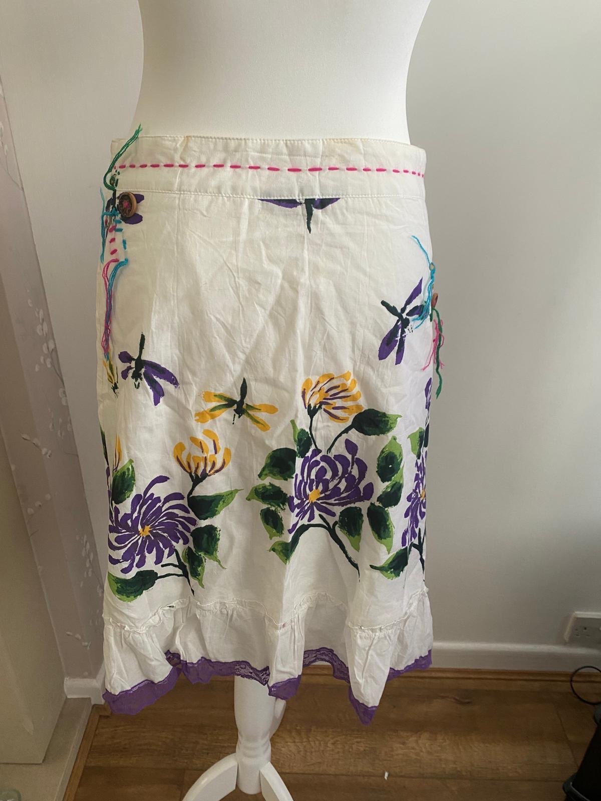 White skirt with flowers on