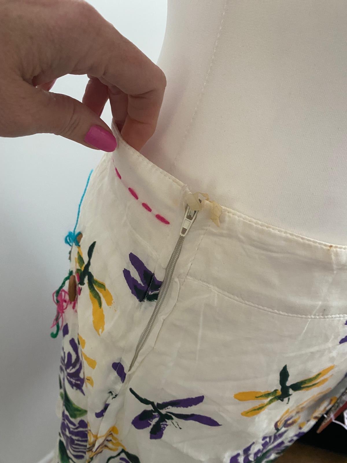 White skirt with flowers on