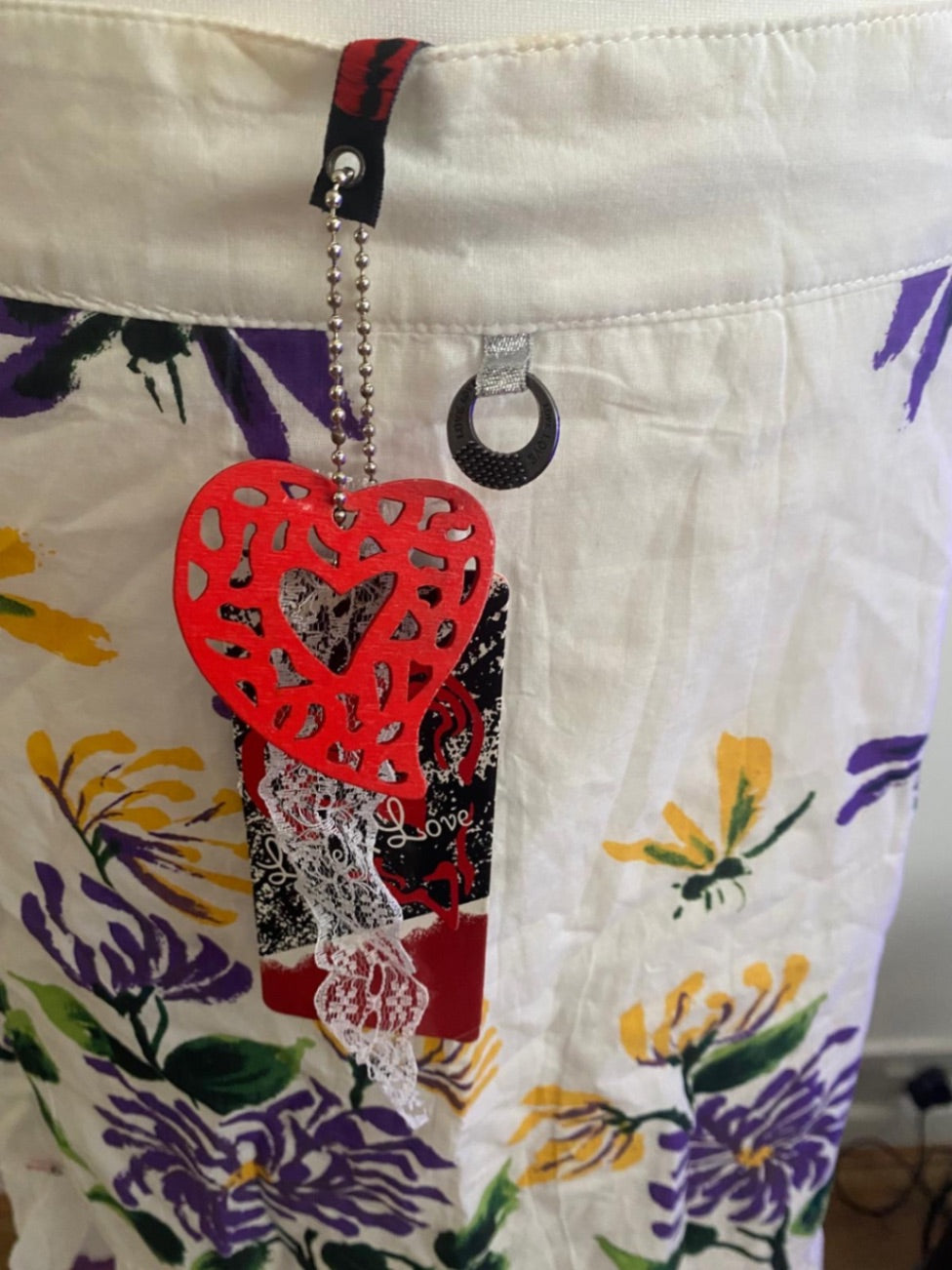 White skirt with flowers on