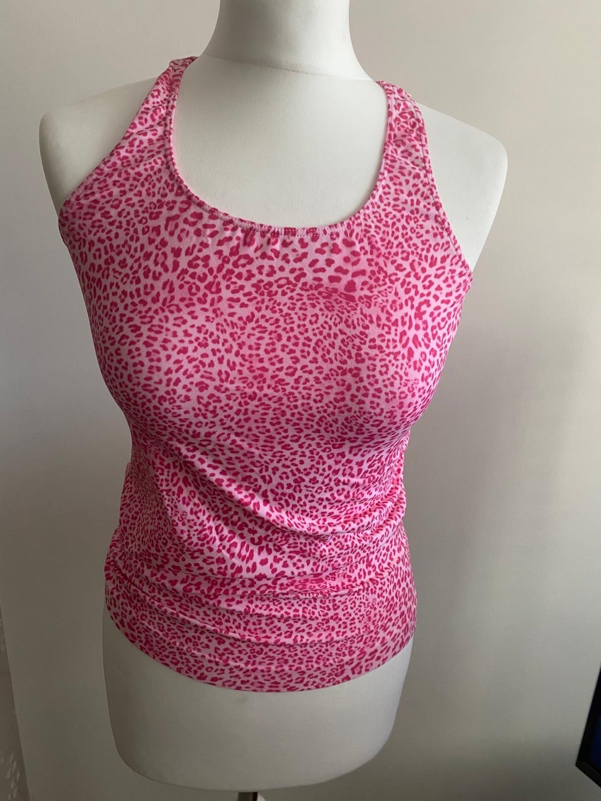 Pink leopard print tank top