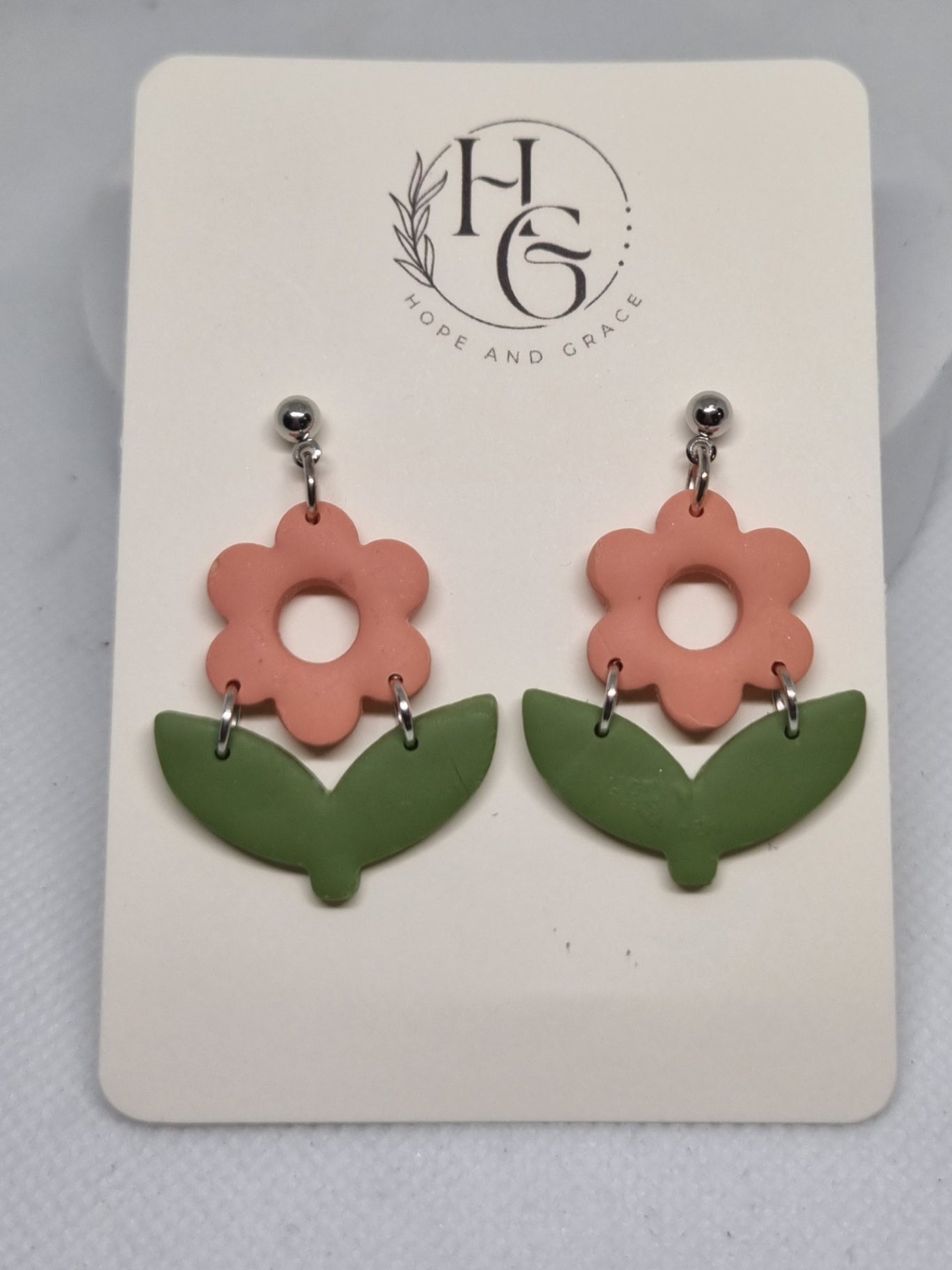 Fun peach flower earrings