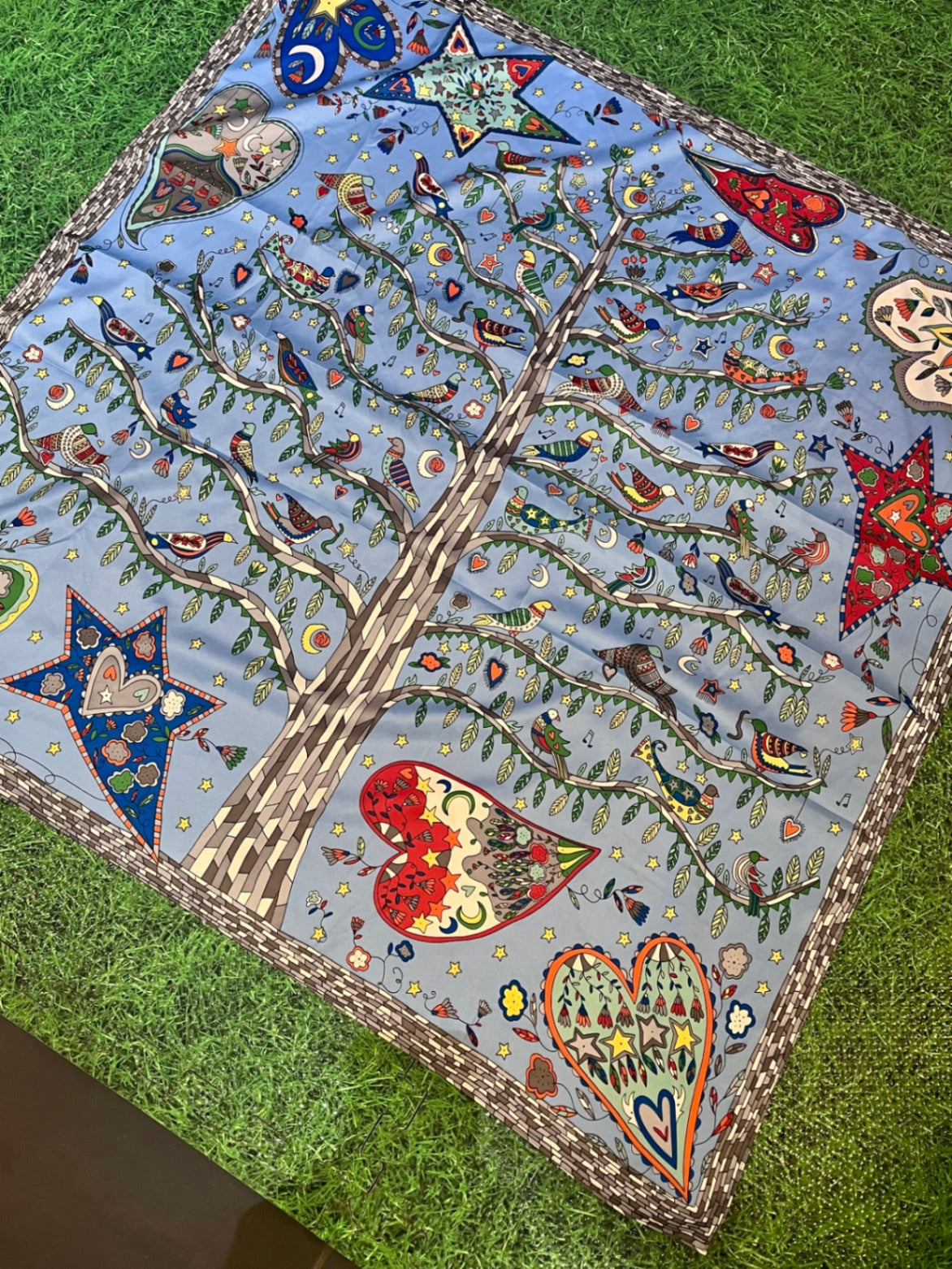 Blue Large Love Heart Tree Scarf