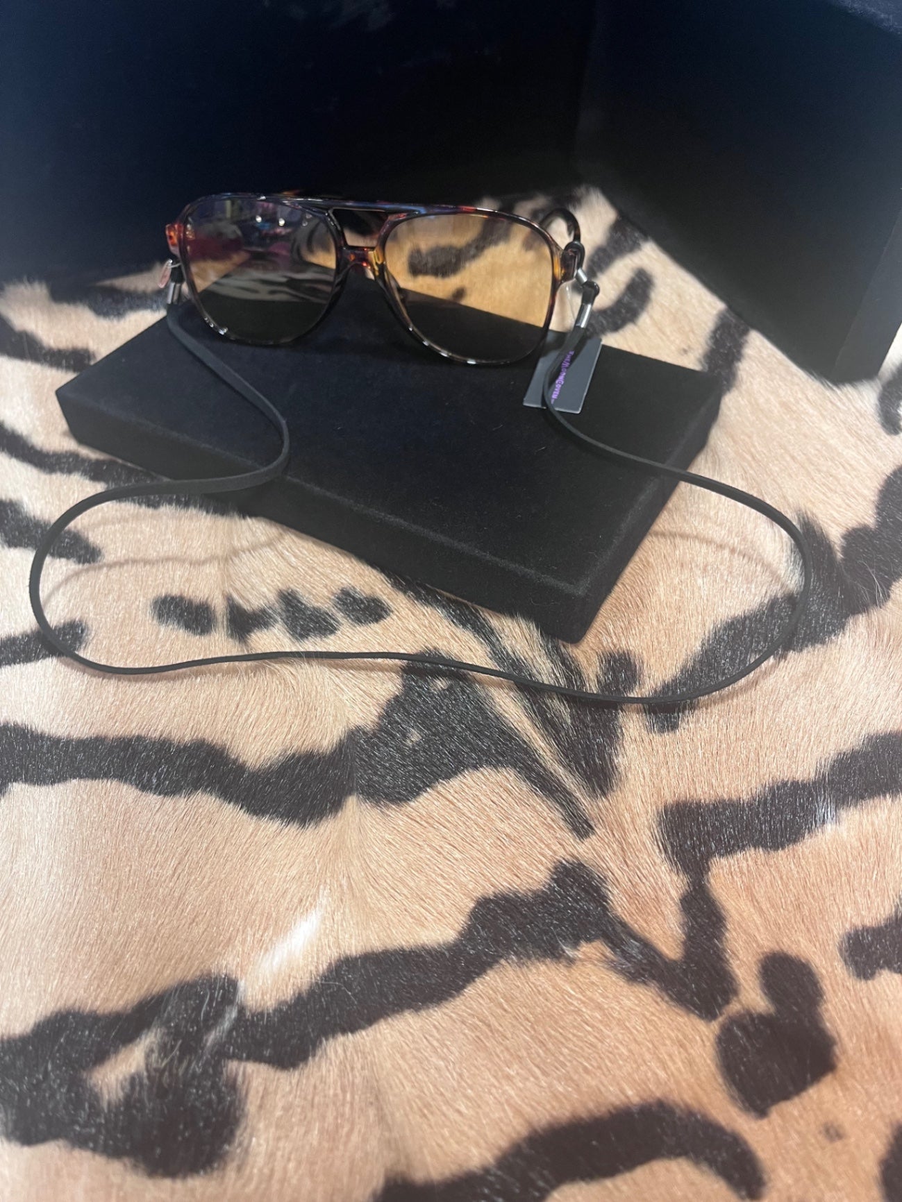Black Suede Glasses Chain Strap