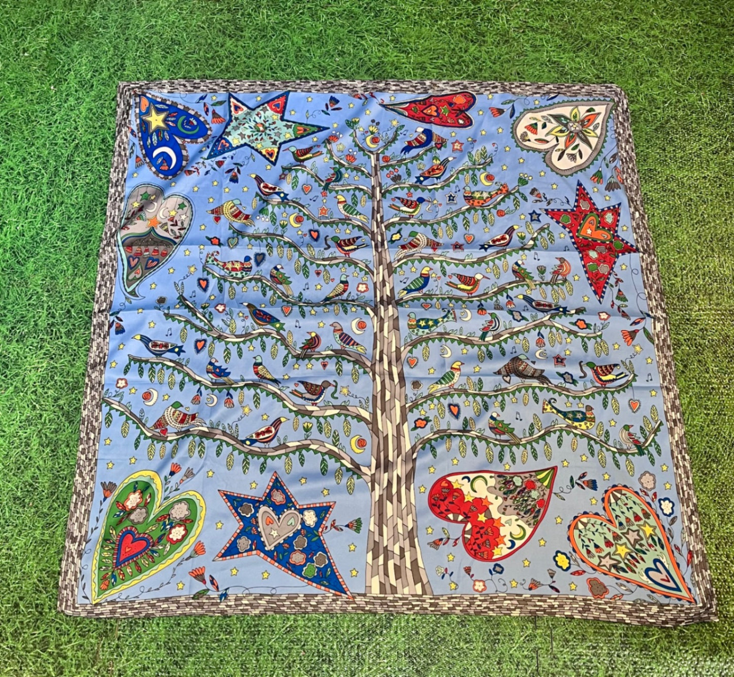 Blue Large Love Heart Tree Scarf