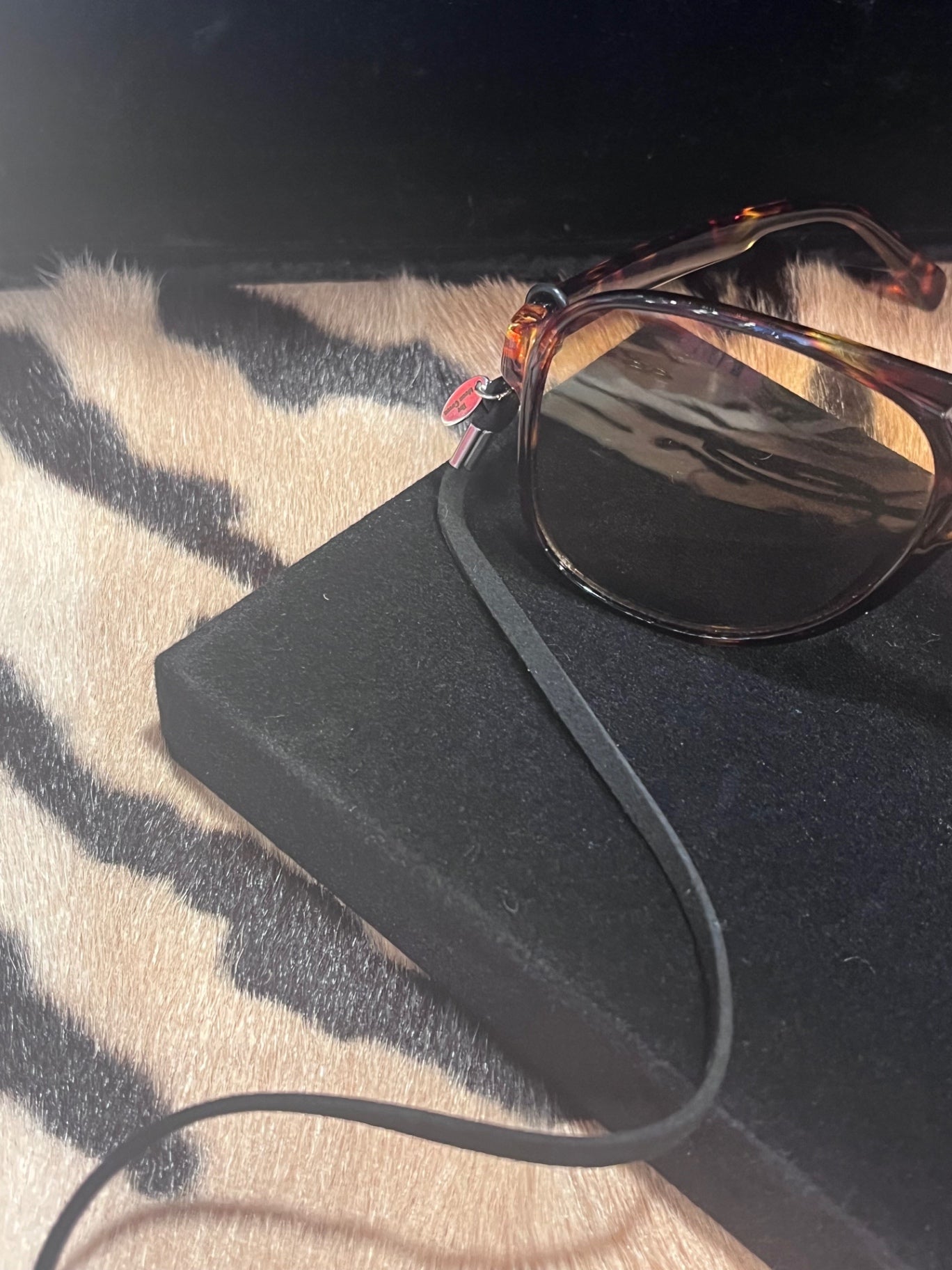 Black Suede Glasses Chain Strap