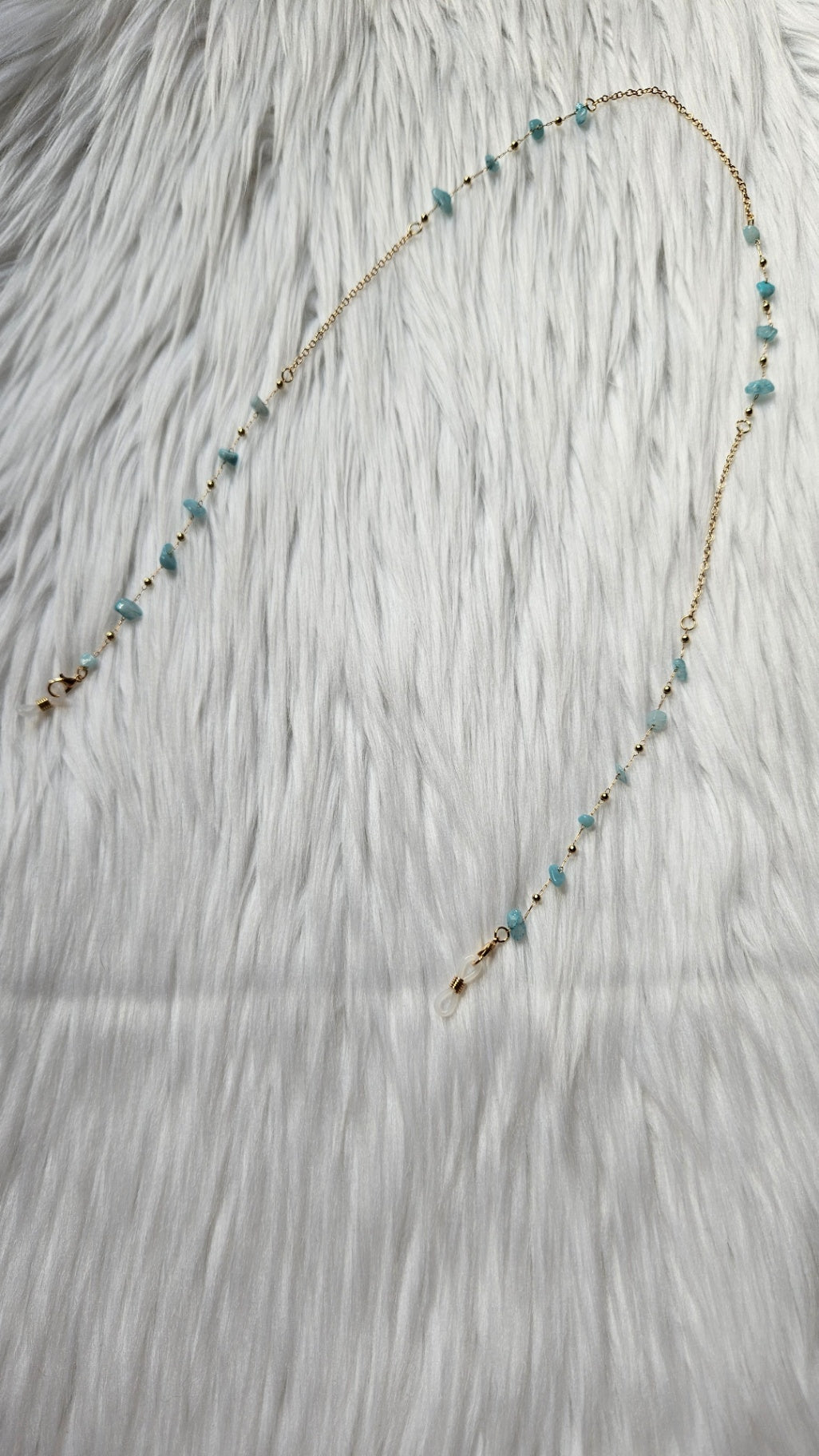 Gold Sunglasses Chain with Blue Gemstones