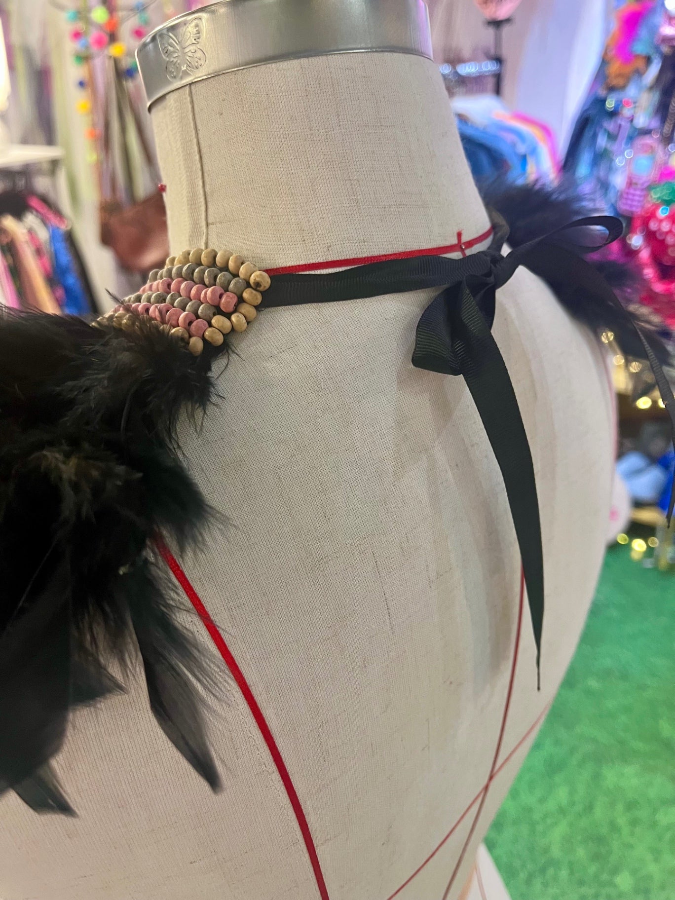 Feather Sun Beaded Bib Necklace