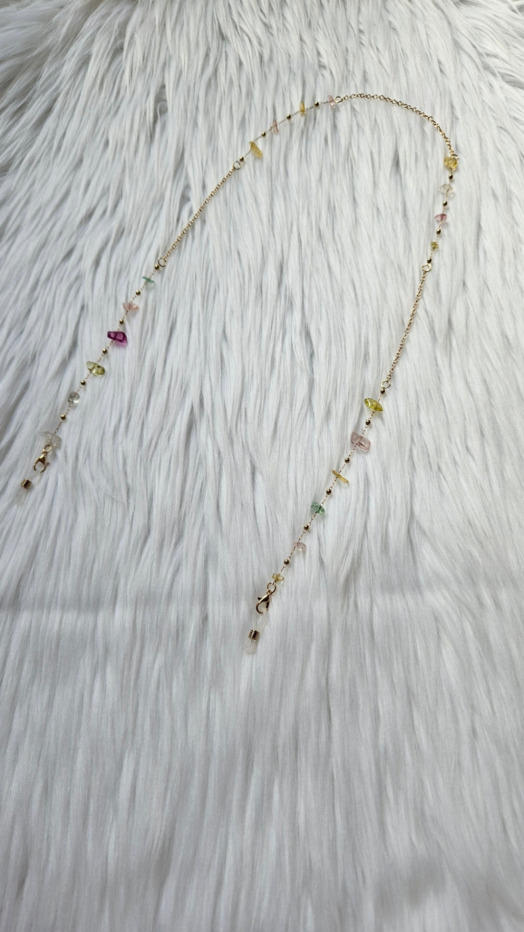 Gold Sunglasses Chain with Multicoloured Gemstones