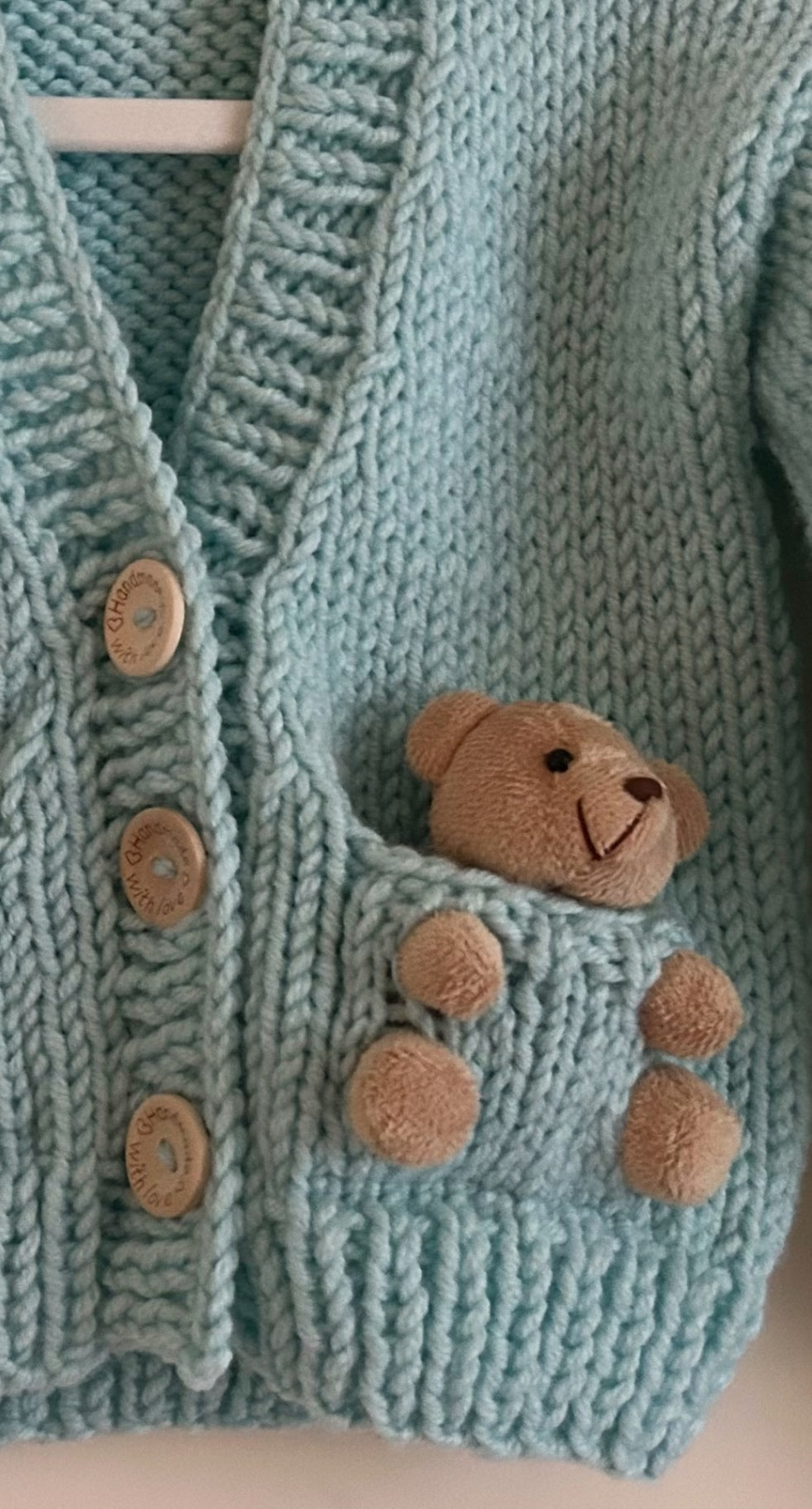 2-3yrs Handmade Blue Teddy Cardigan