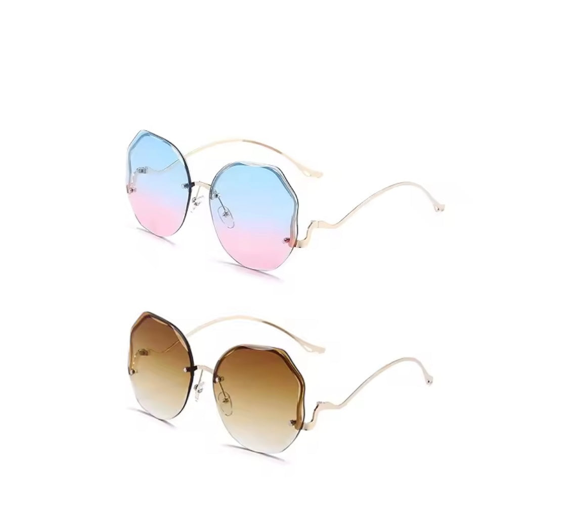70s Round Frameless Gradient Tea Sunnies