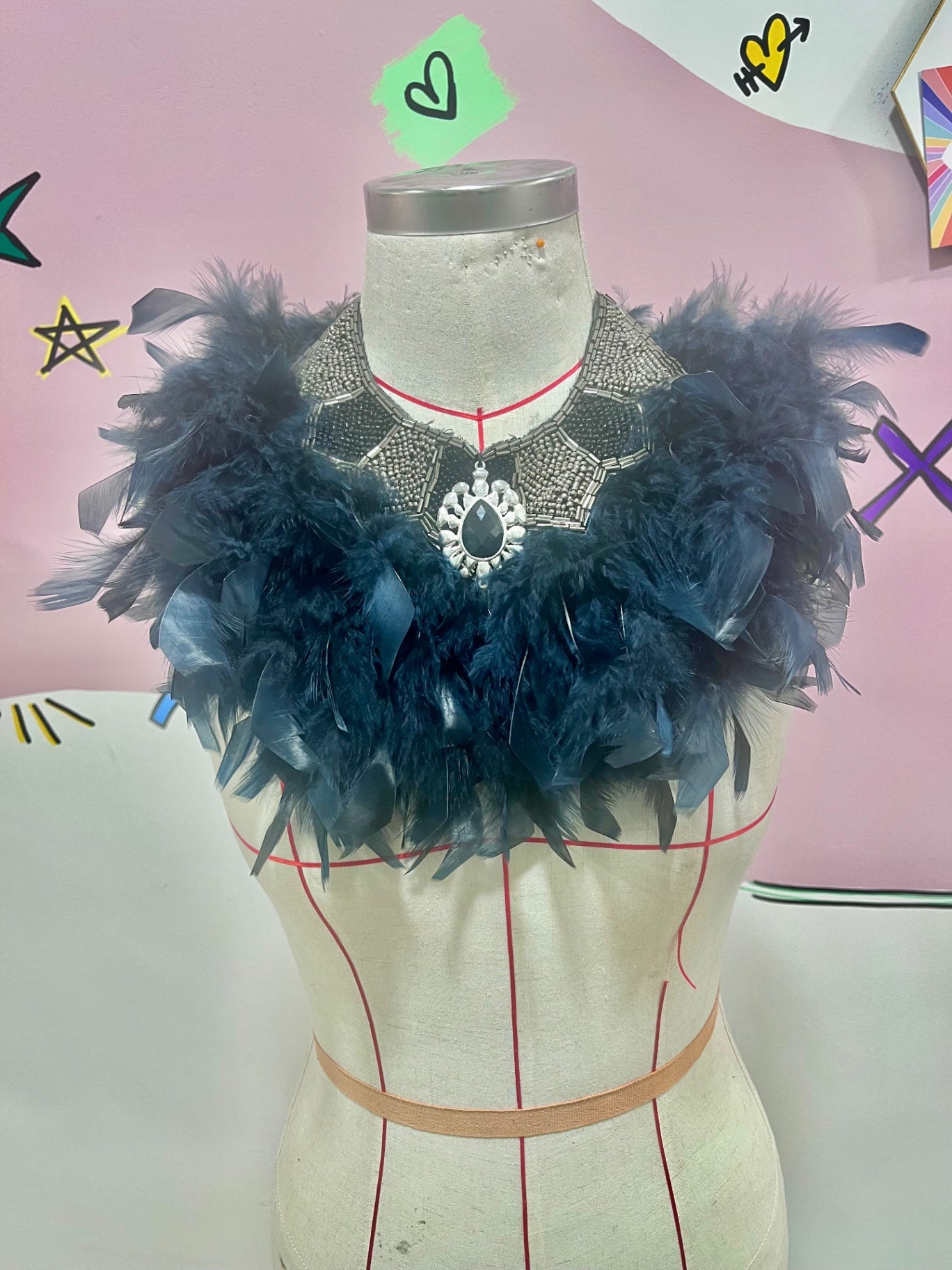 Jewell of the Night Black Feather Bib