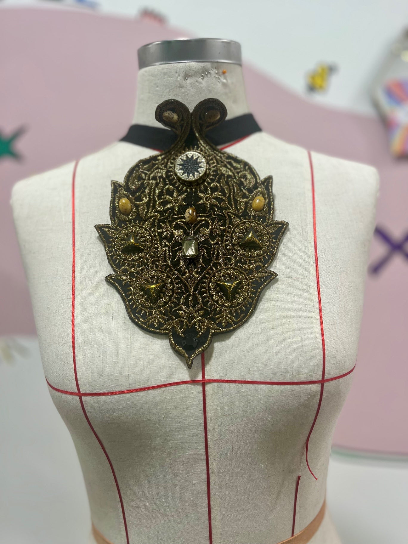 Necklace/Tie Belt Bejewelled Bib