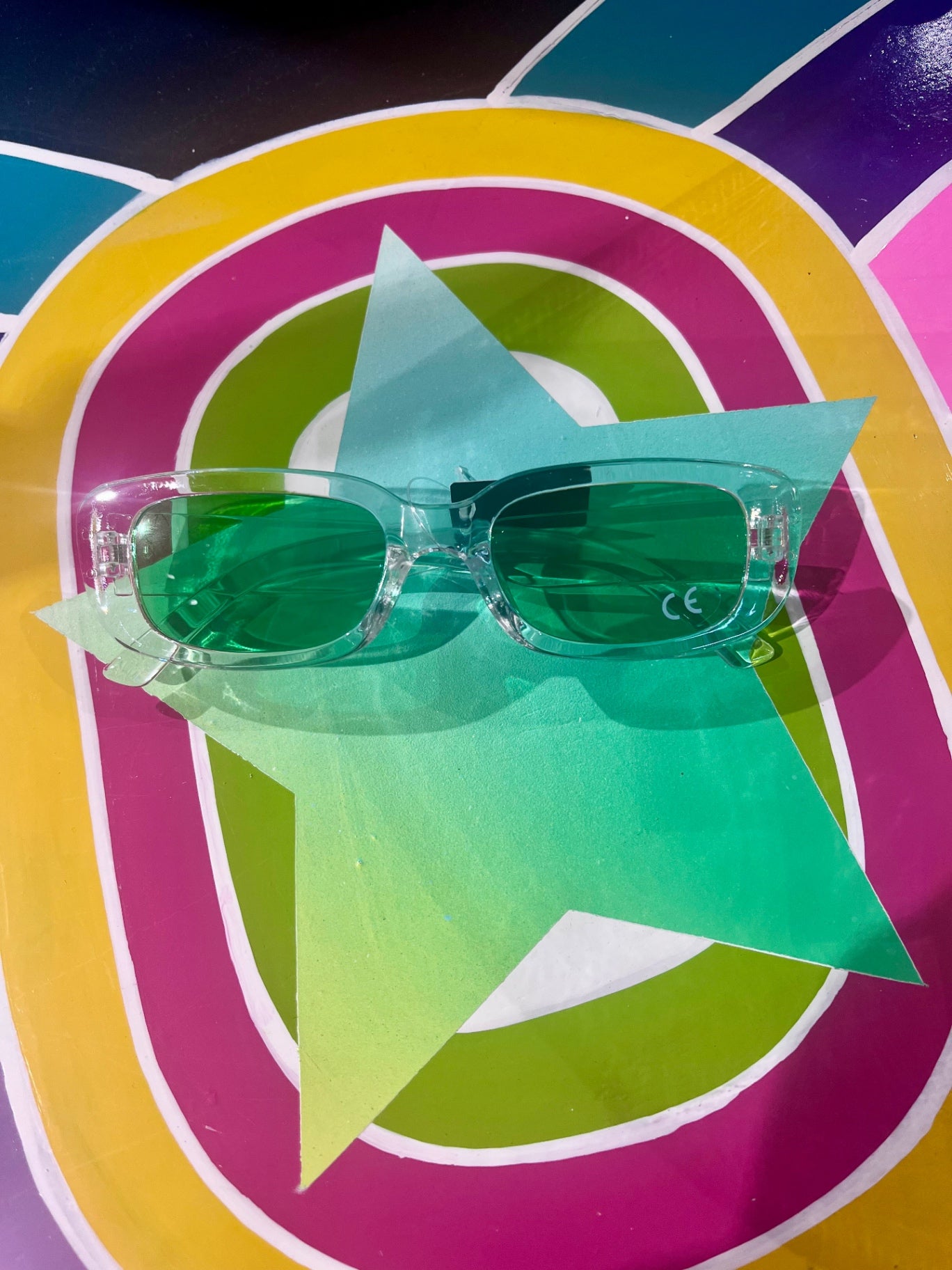 90s Oblong Sunnies Clear Green