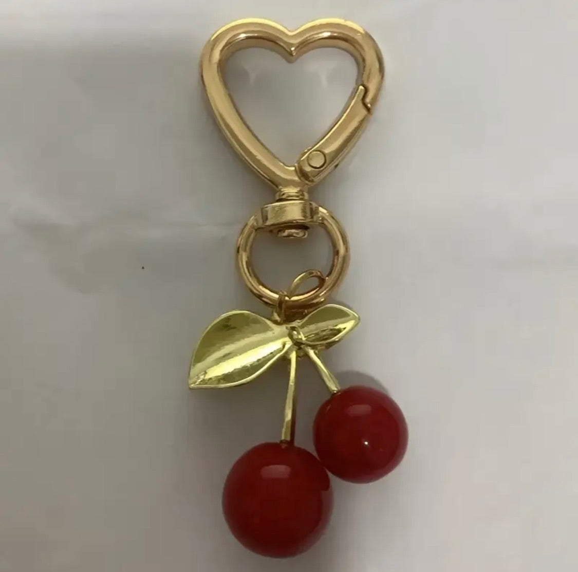 Burgundy Cherry Heart Key Chain