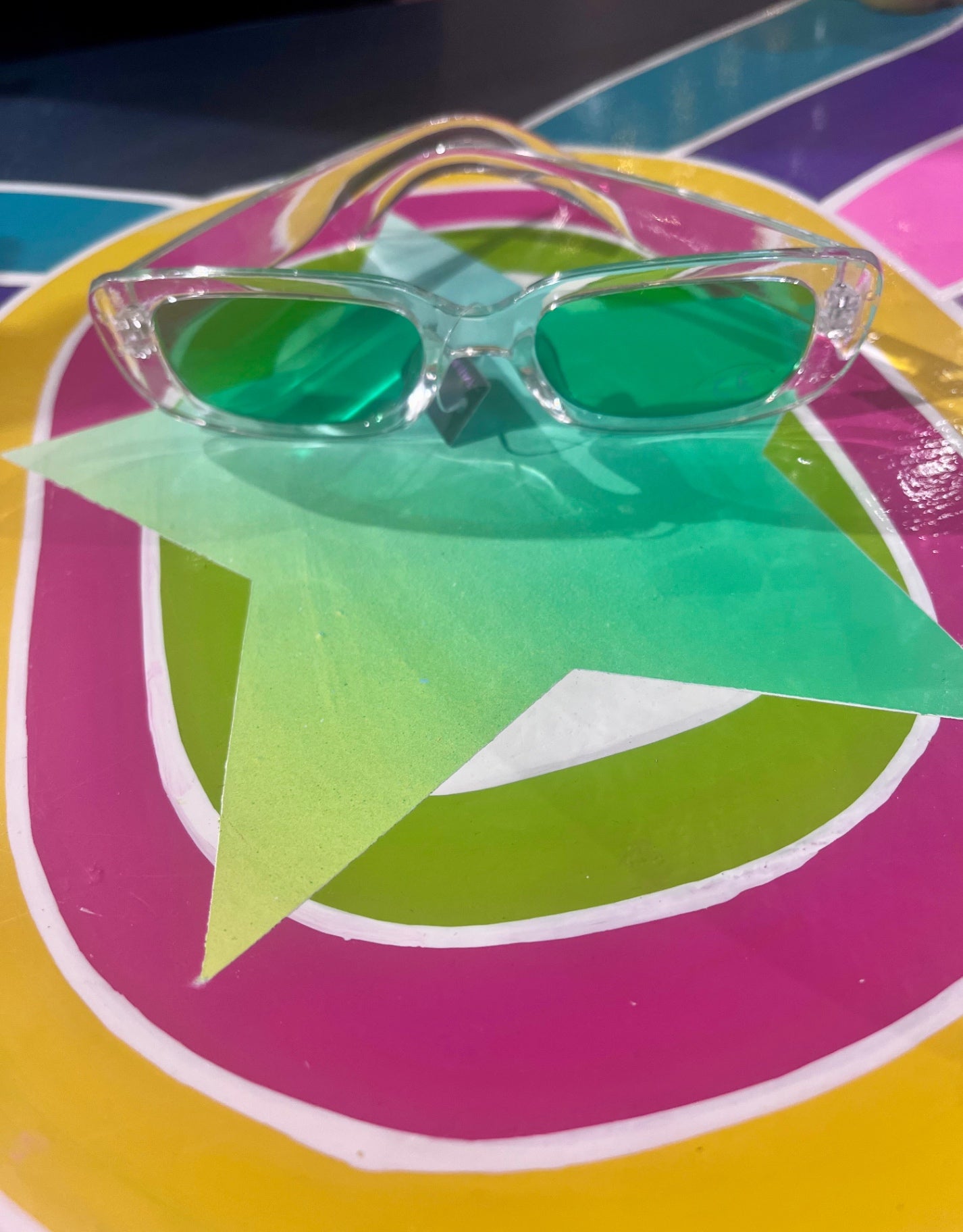 90s Oblong Sunnies Clear Green