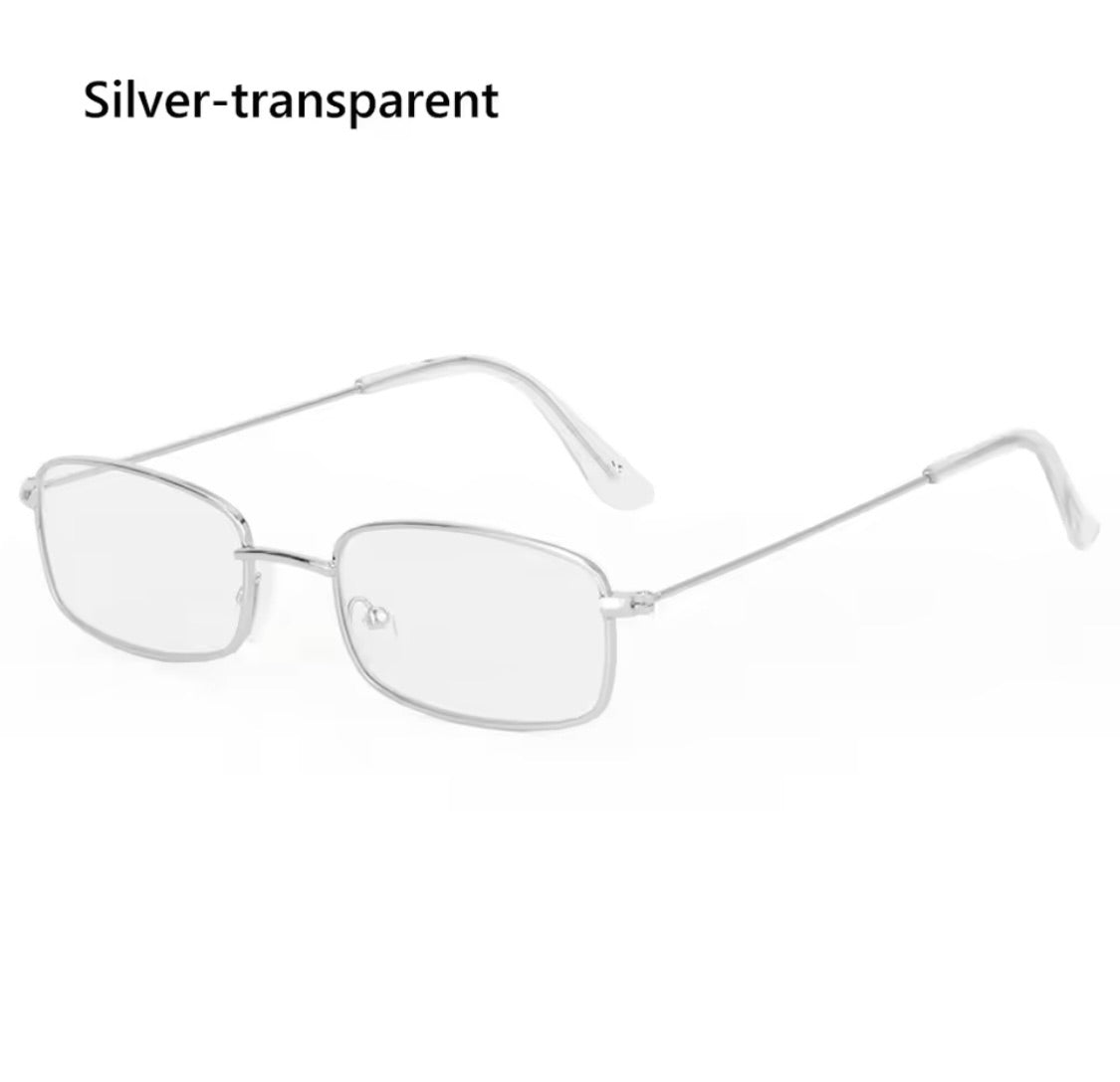 Rhi Rhi Silver Clear Metal Oblong Glasses