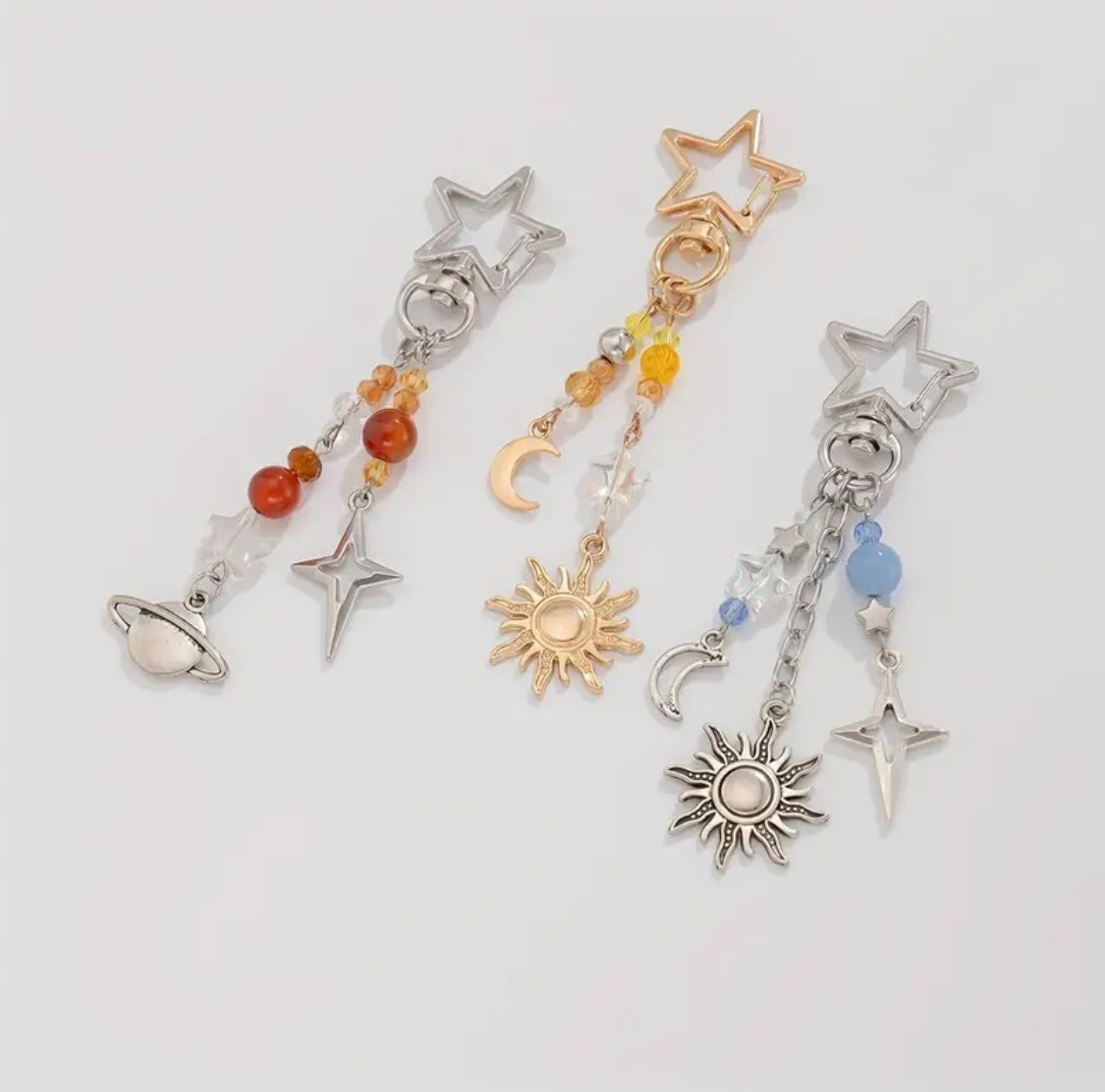 Silver Space Star Key Chain