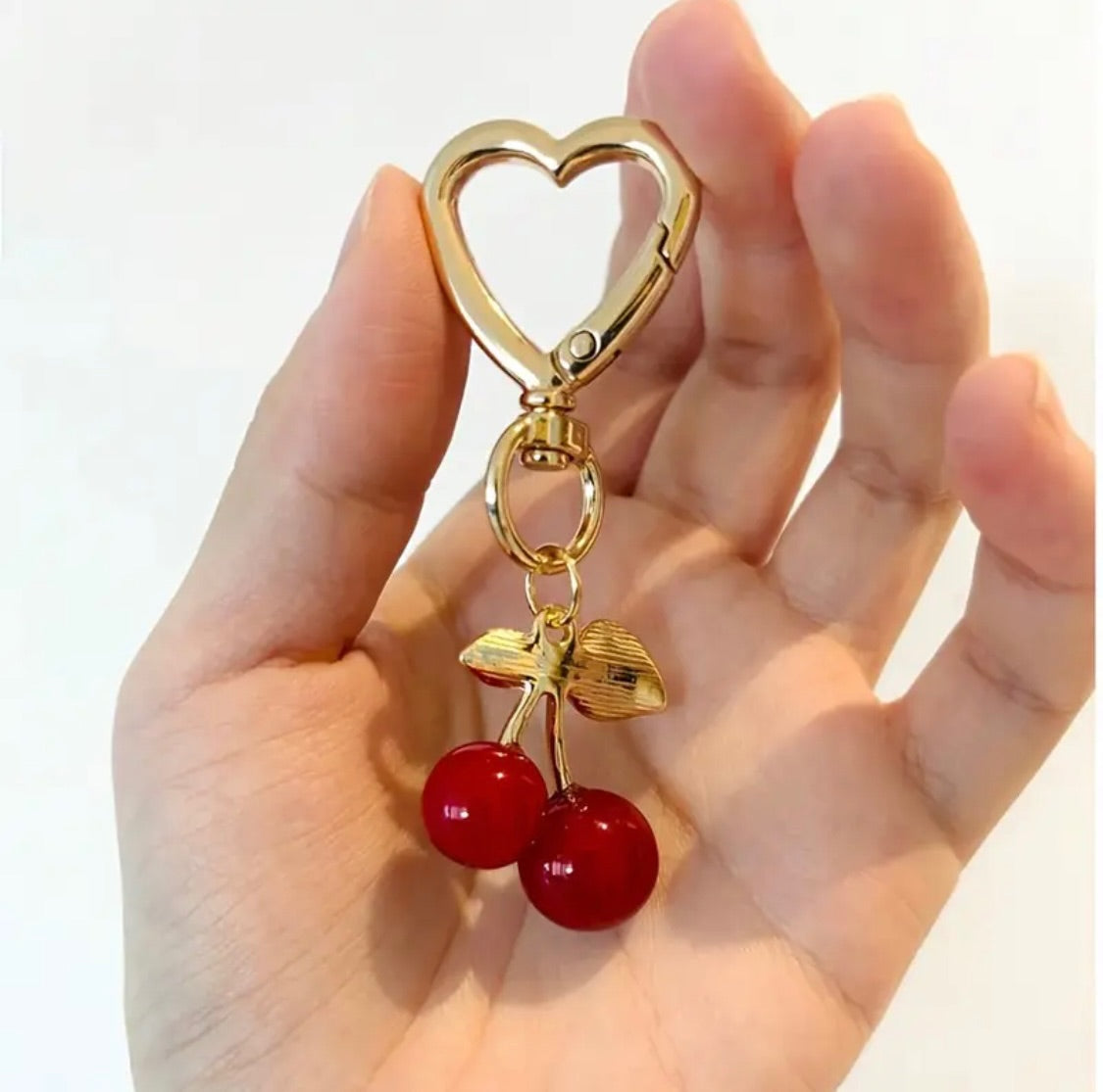 Burgundy Cherry Heart Key Chain