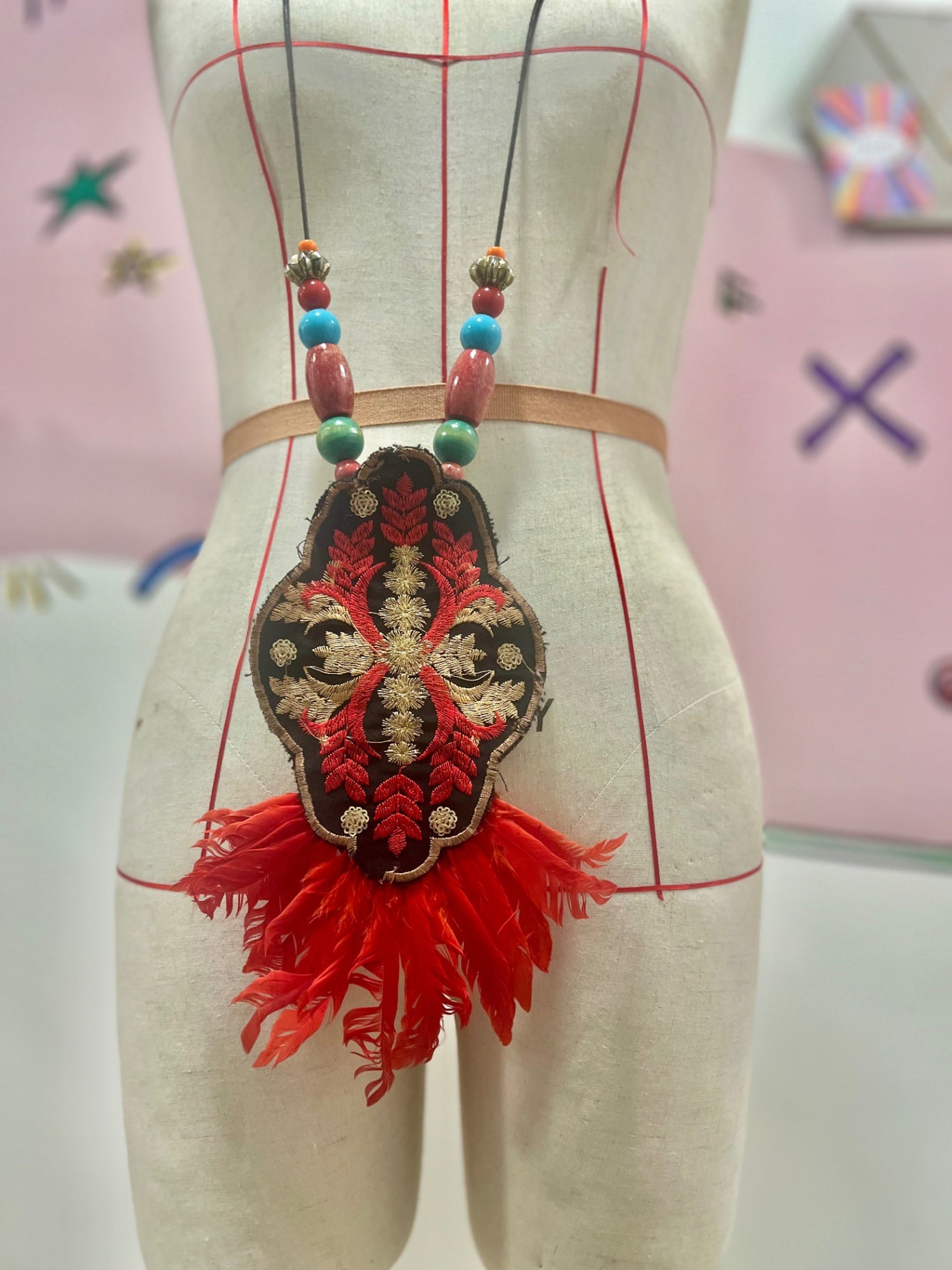 Sample Red Feather Necklace