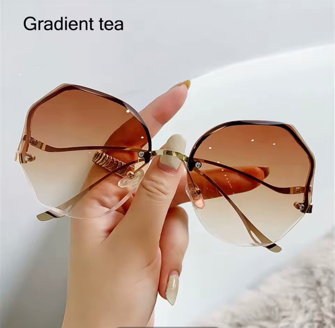 70s Round Frameless Gradient Tea Sunnies
