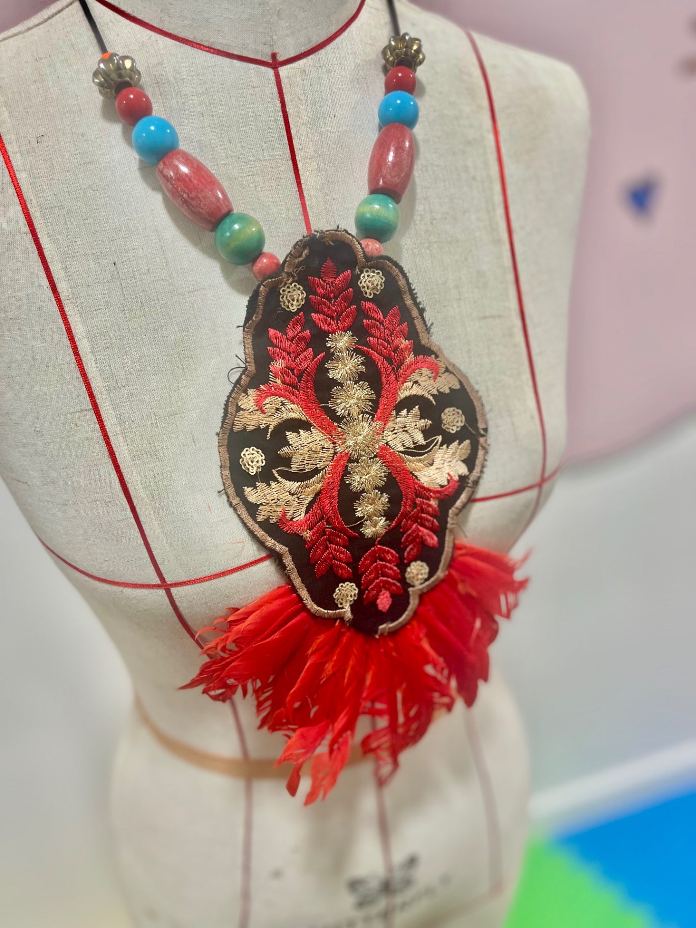 Sample Red Feather Necklace