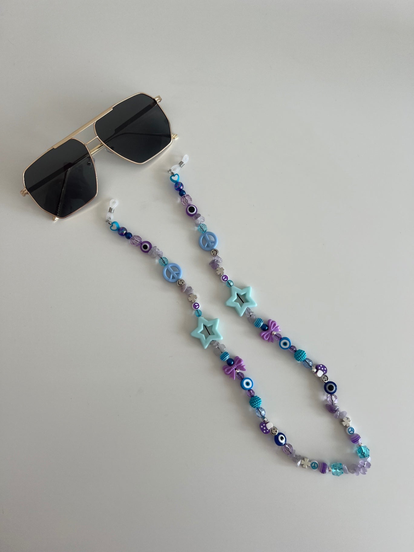 Shine bright sunglasses strap - blue/purple (silver)