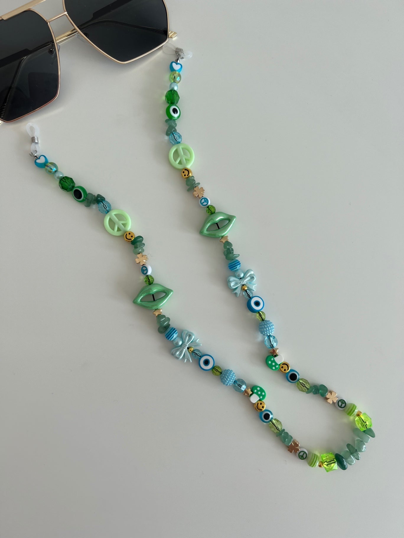 Twin flame sunglasses strap - blue/green (gold)