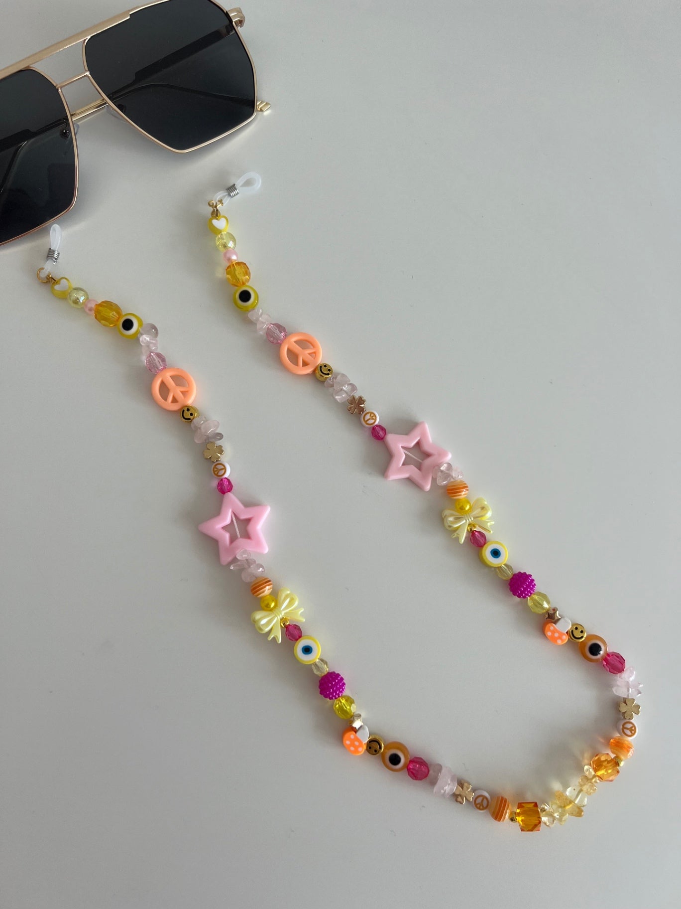 Shine bright sunglasses strap - pink/orange/yellow (gold)