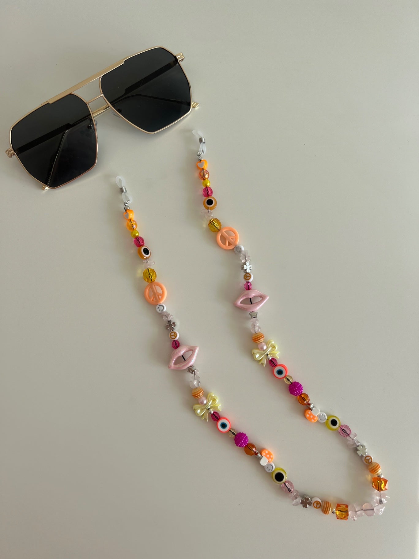 Twin flame sunglasses strap - pink/orange/yellow (silver)