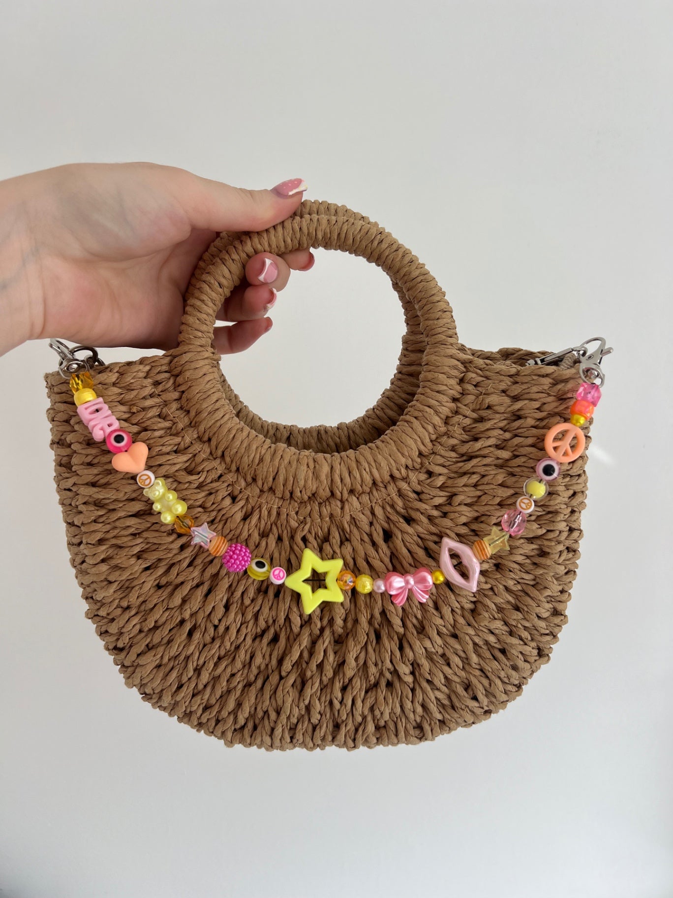 Shine bright bag charm - pink/orange/yellow (silver hooks)