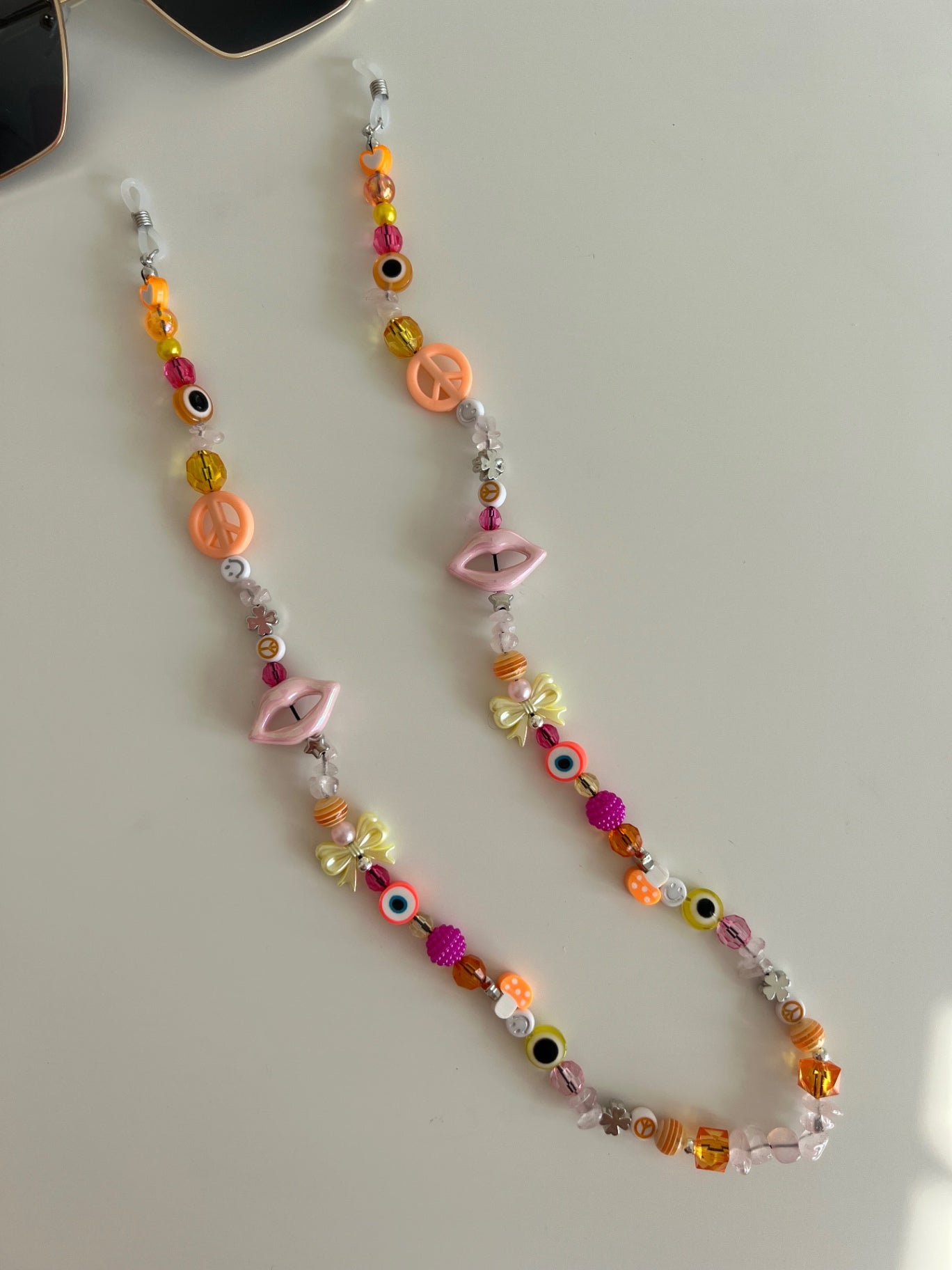Twin flame sunglasses strap - pink/orange/yellow (silver)