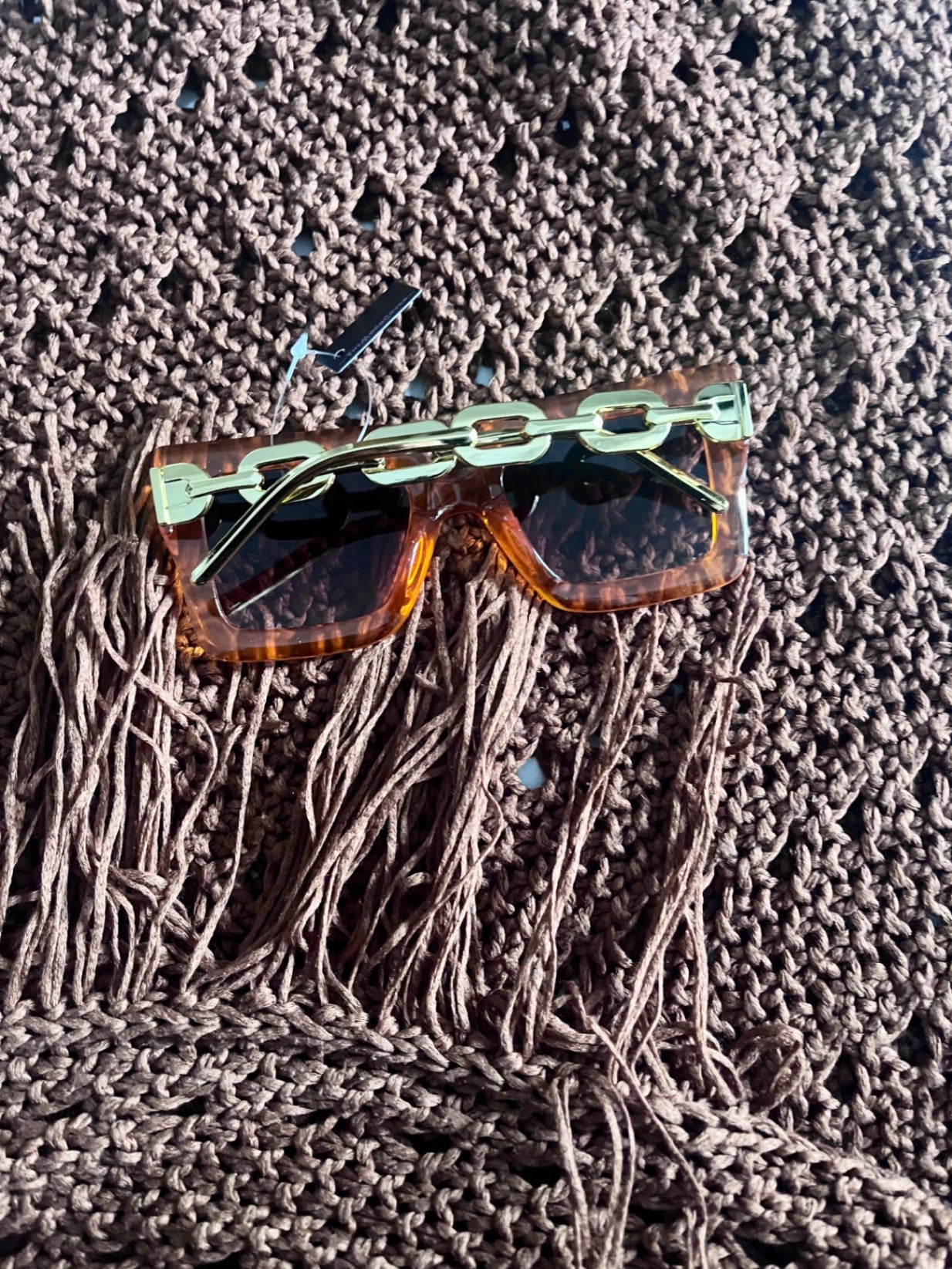 Square Gold Chain Sunnies Orange