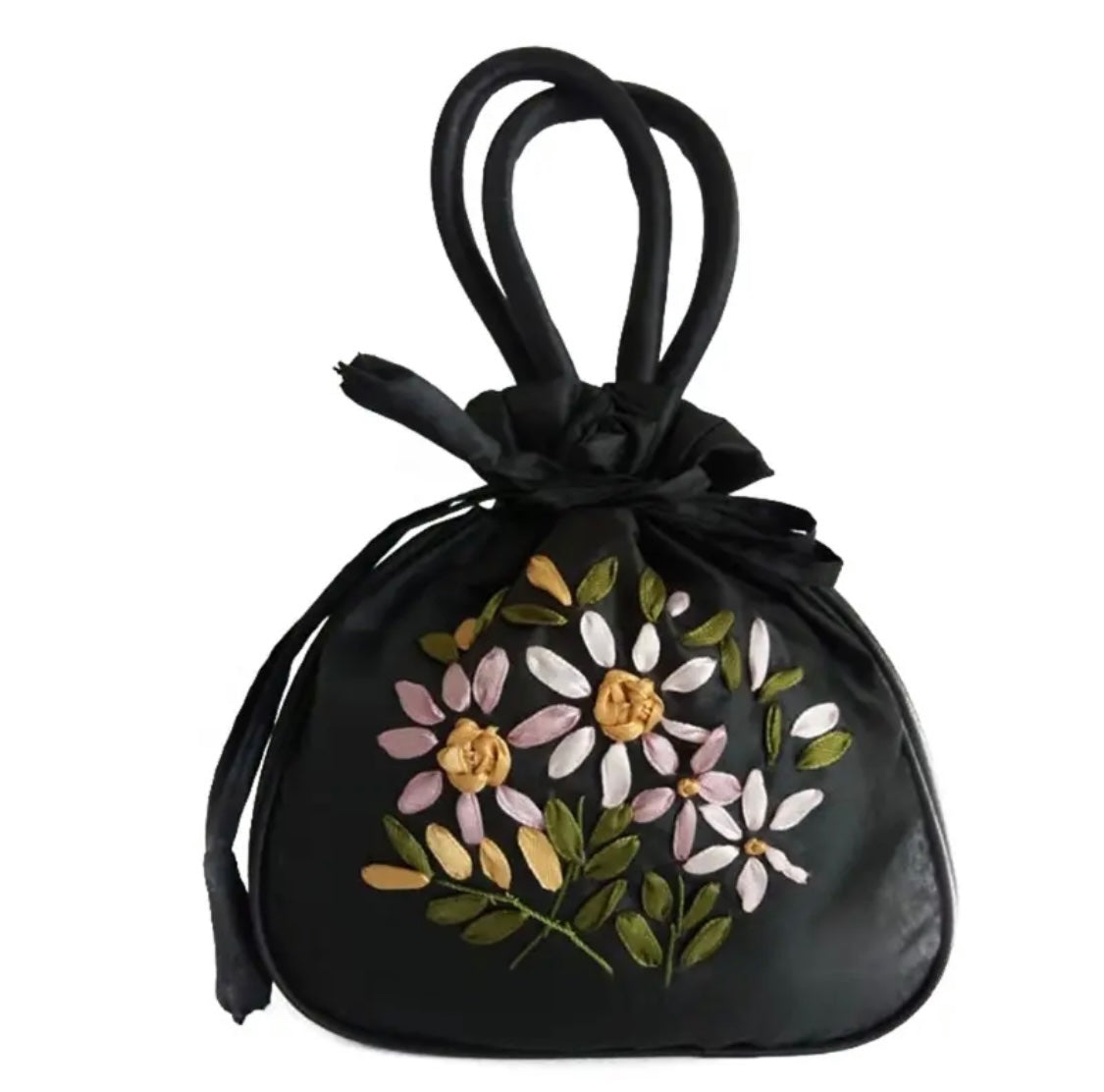 Black Flower Pouch Bag
